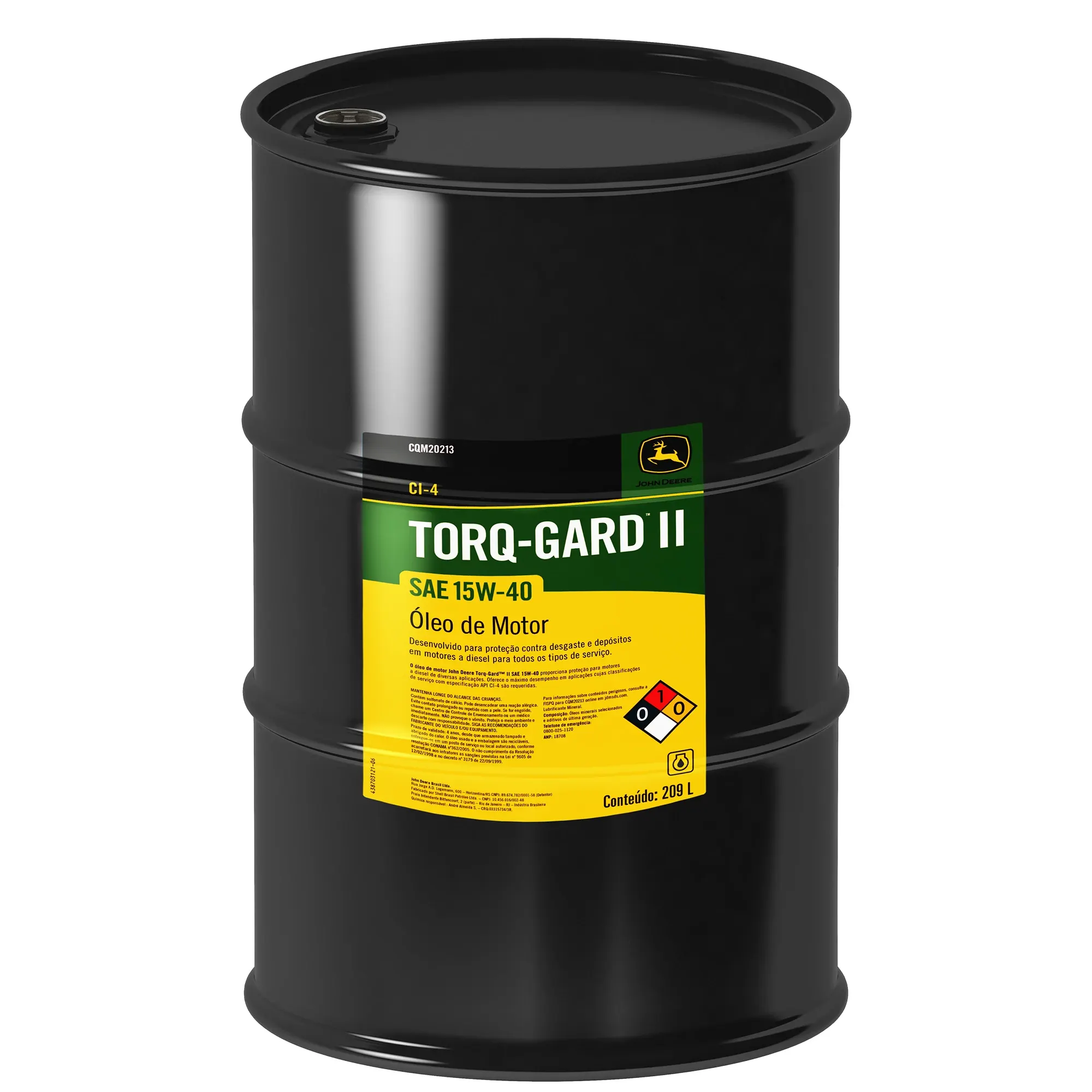 John Deere Engine Oil, Torq-Gard™ II, SAE 15W-40, 209 Liter (55.21 Gallon) - CQM20213