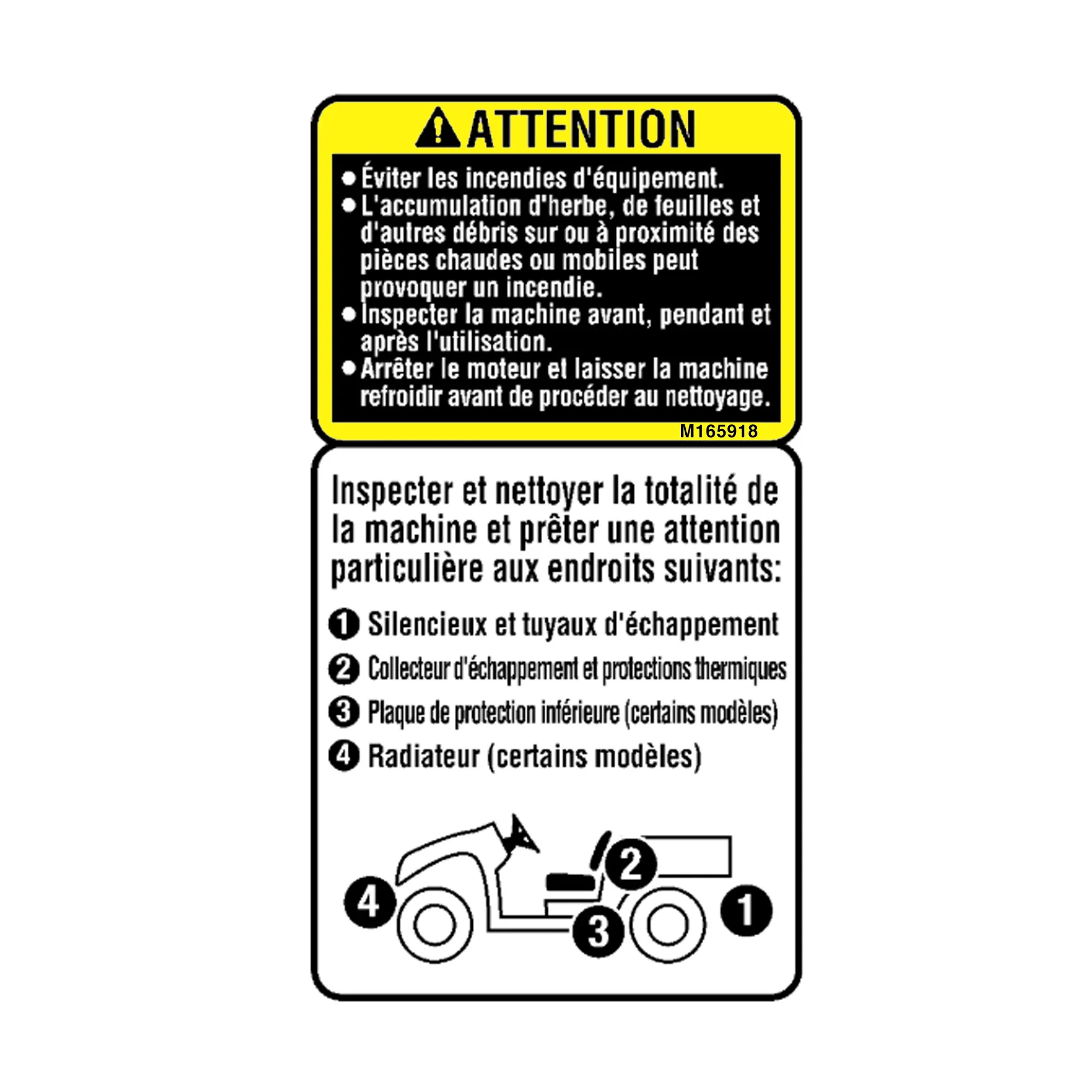 John Deere Cleaning Label, French - M165918
