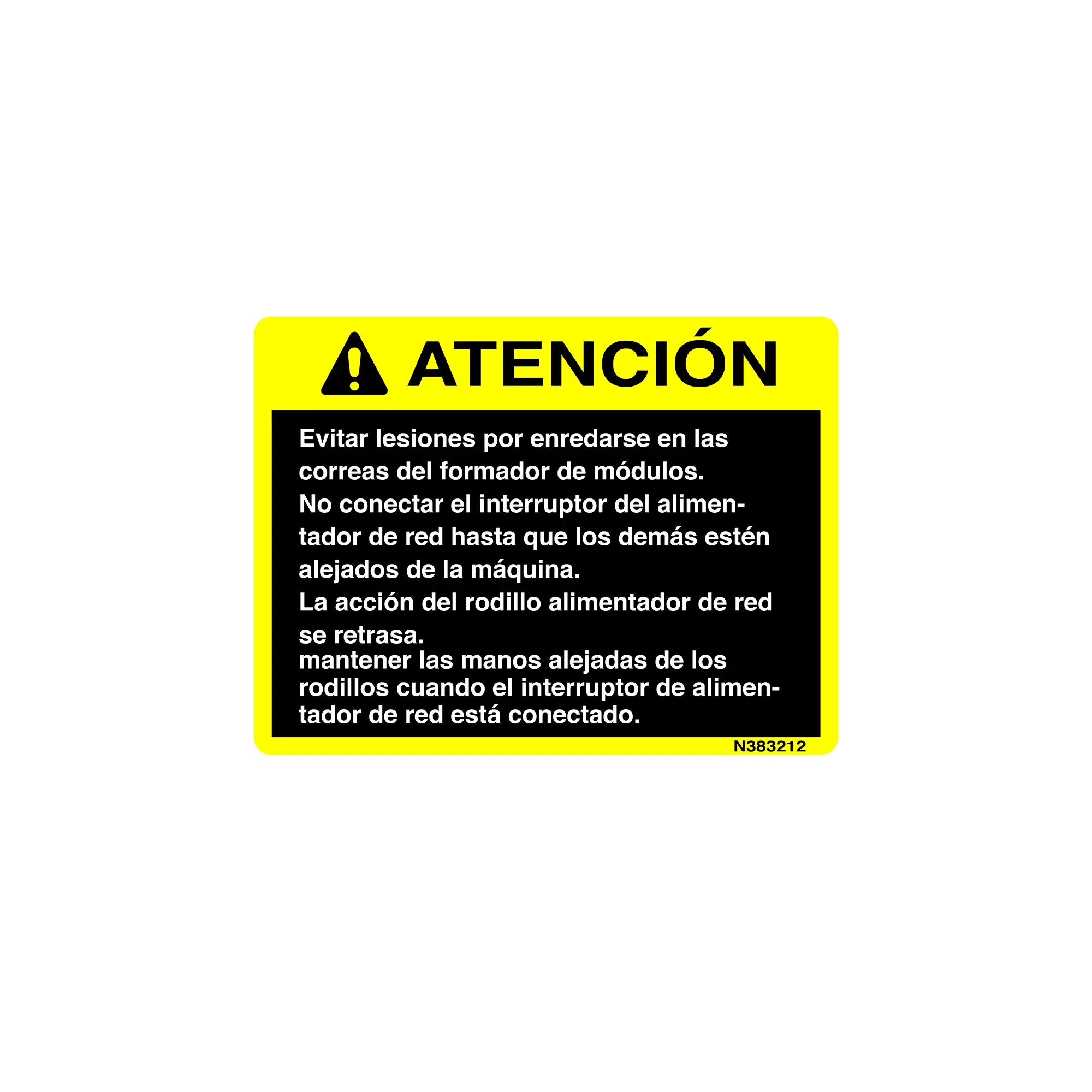 John Deere Caution Wrap Decal, Spanish - N383212