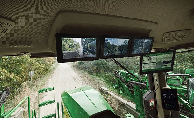 SmartView cameras displaying various machine views from inside sprayer cab
