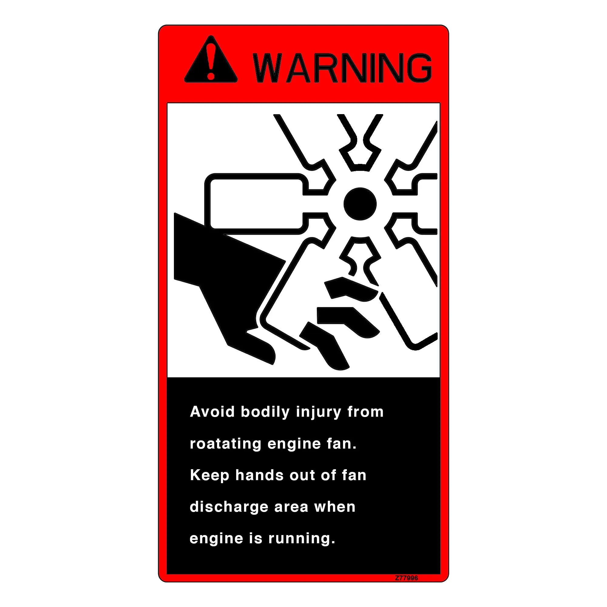 John Deere Safety Sign, Label - Z77996