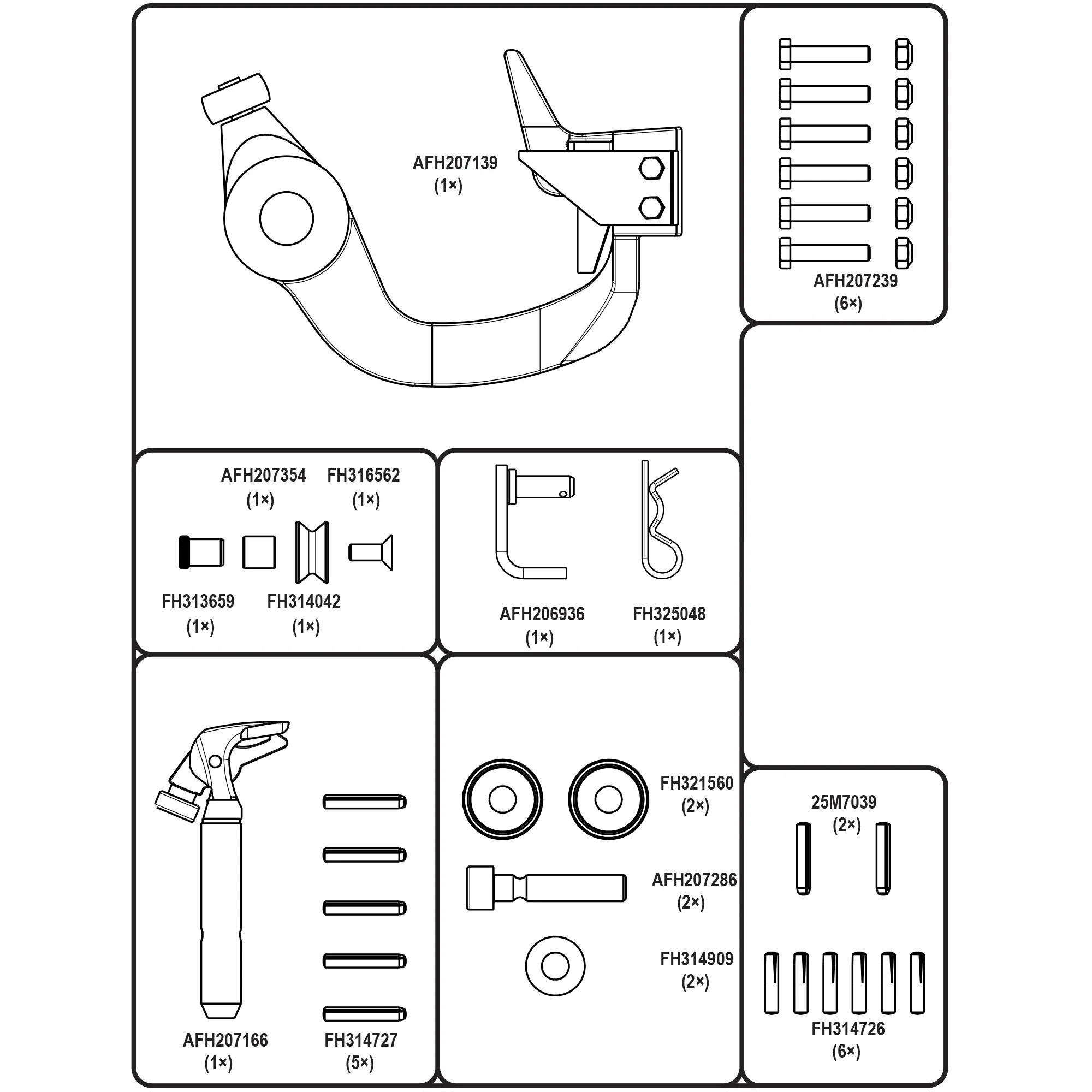 John Deere Large Square Baler Knotter Arm, Hook, and Hardware Kit - AFH215908