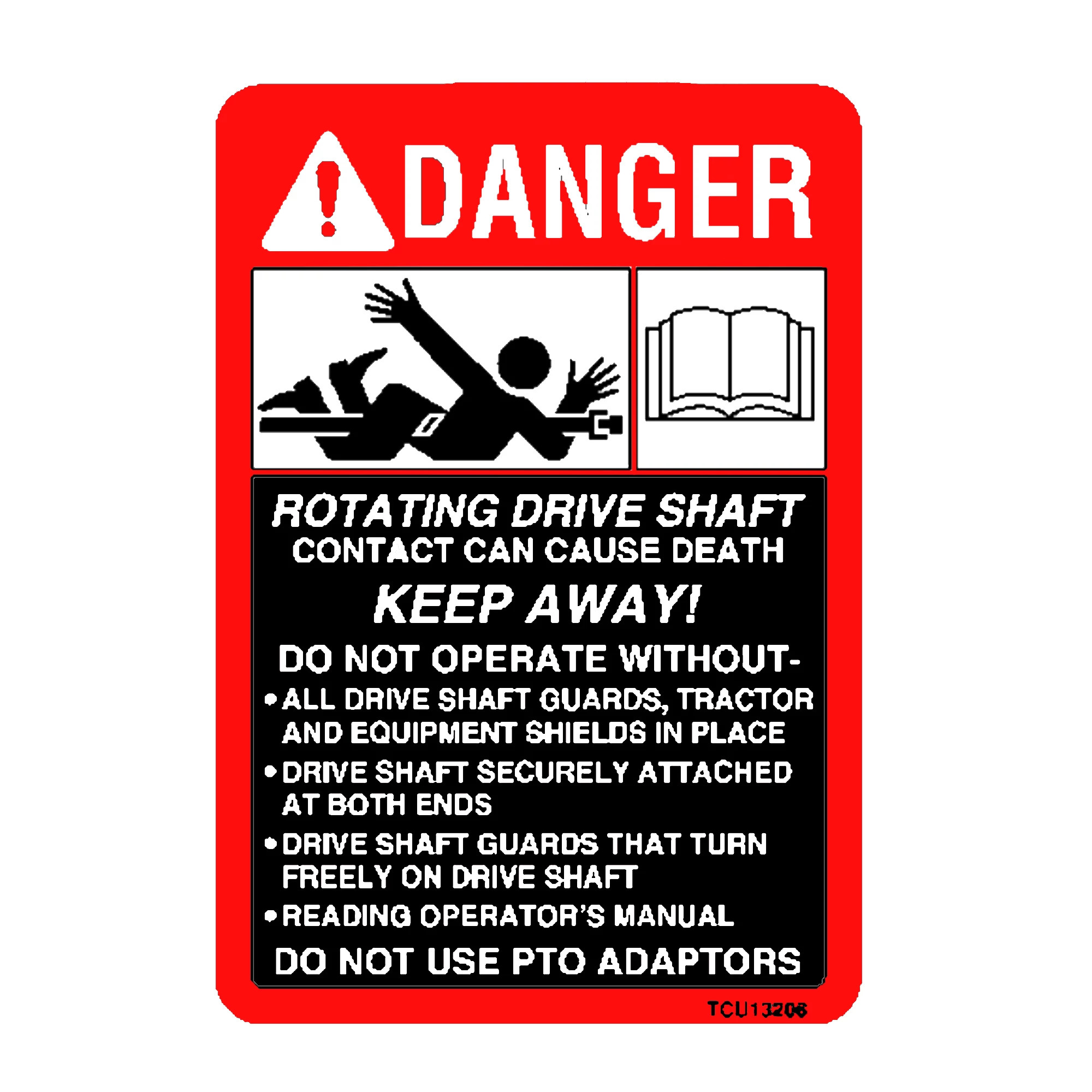 John Deere Driveline Entanglement English English Danger Sign - TCU13206