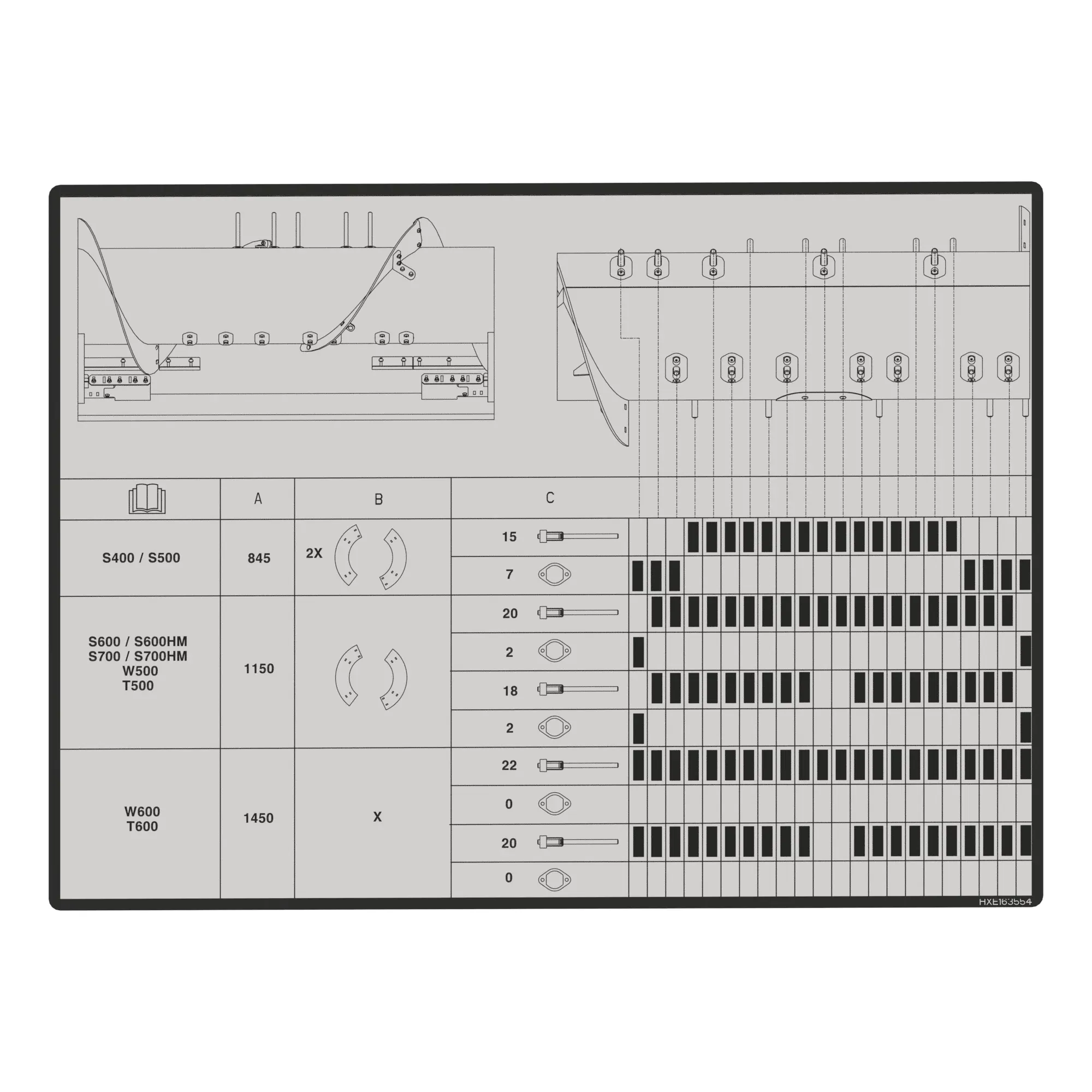 John Deere Feederhouse Section Configuration Chart Label - HXE175454