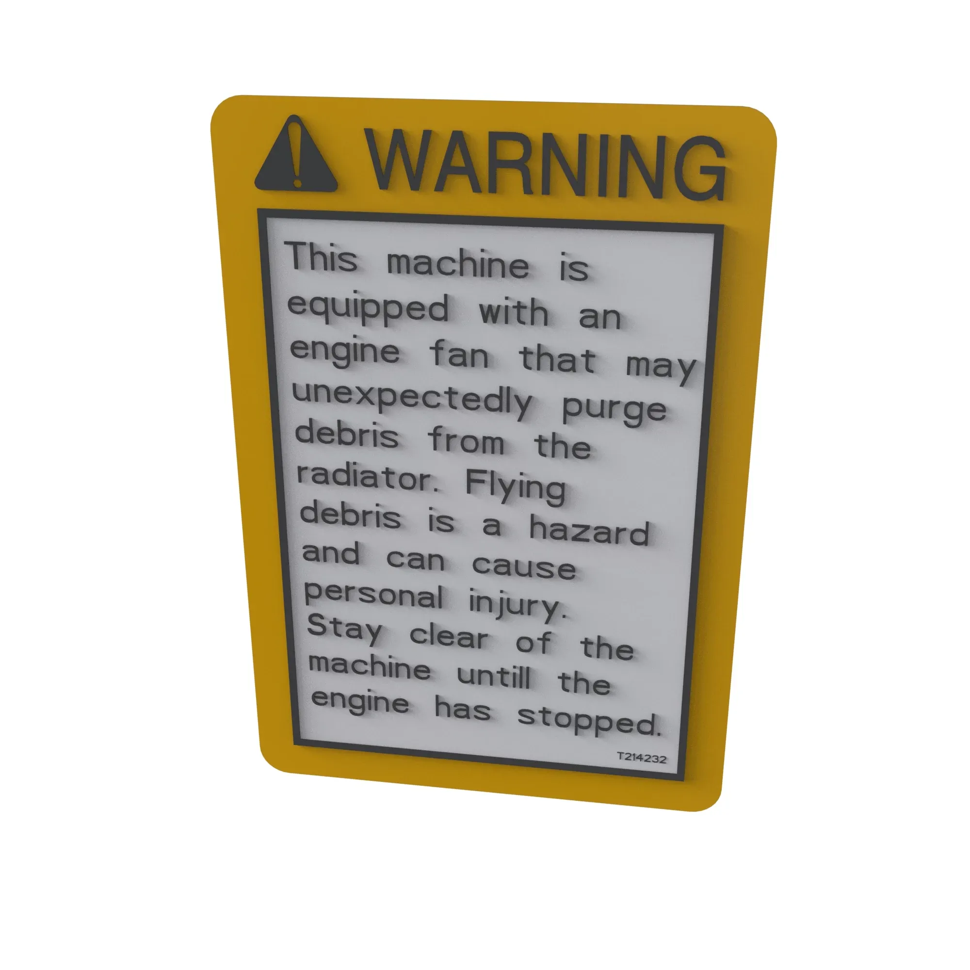 John Deere Fan Debris Warning Label, English - T214232