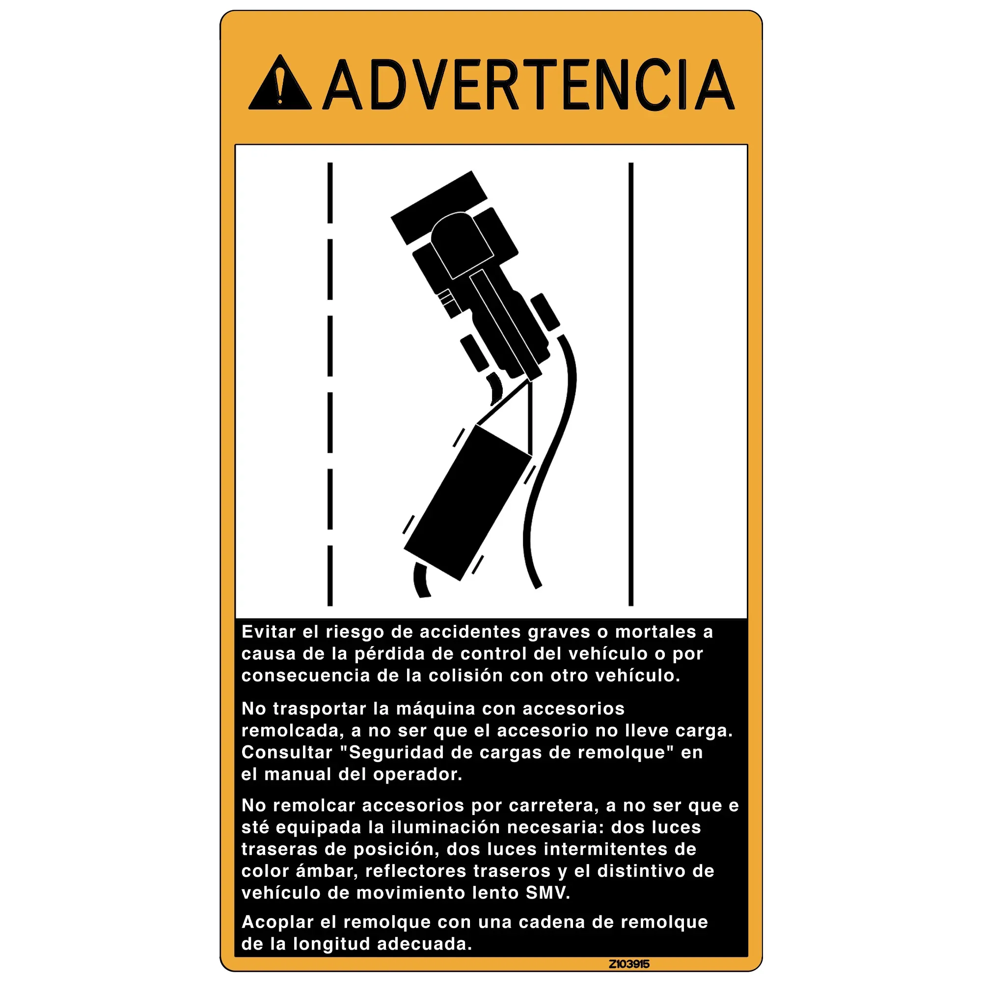 John Deere Safety Sign, Label - Z103915