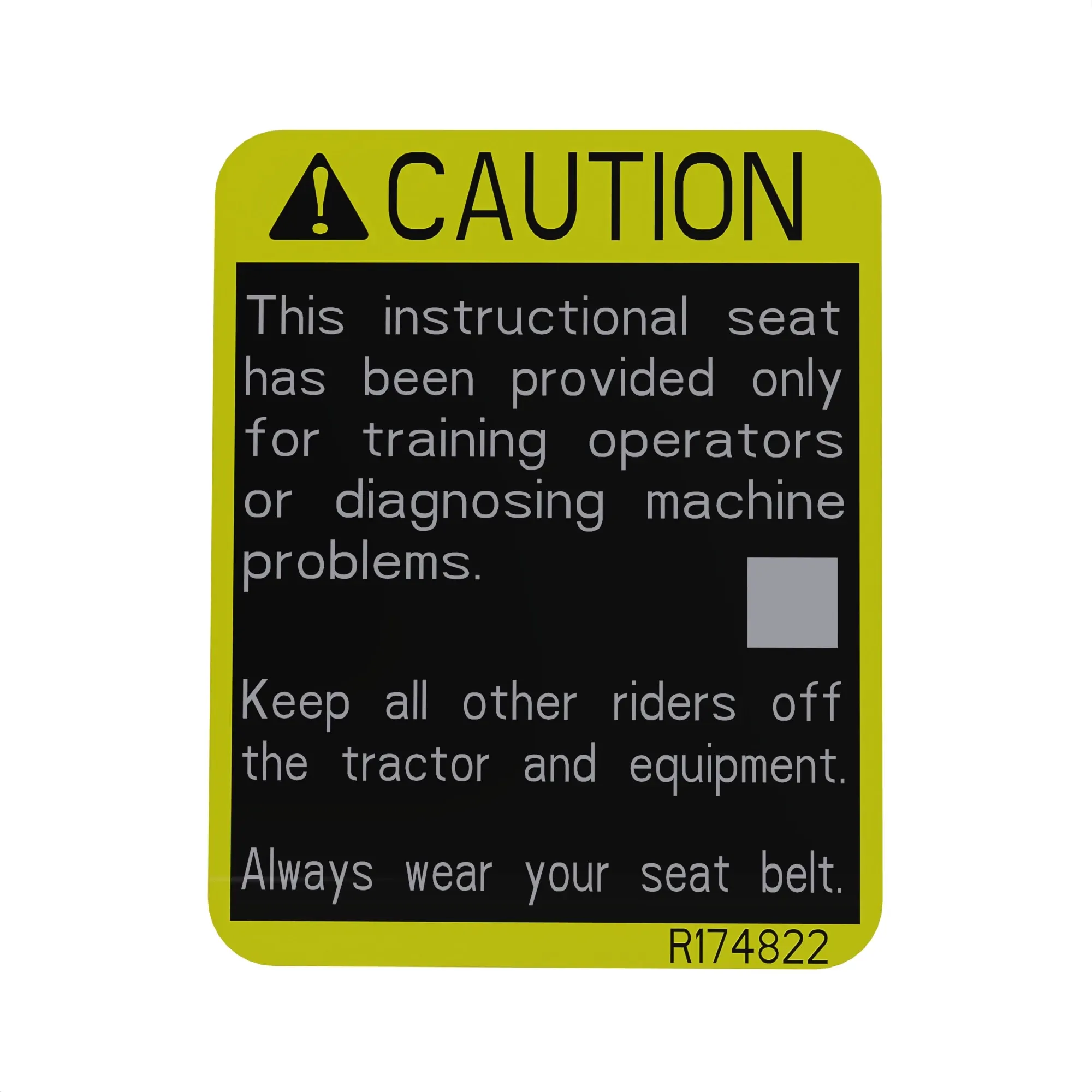 LABEL, CAUTION, INSTRUCTIONAL SEAT
