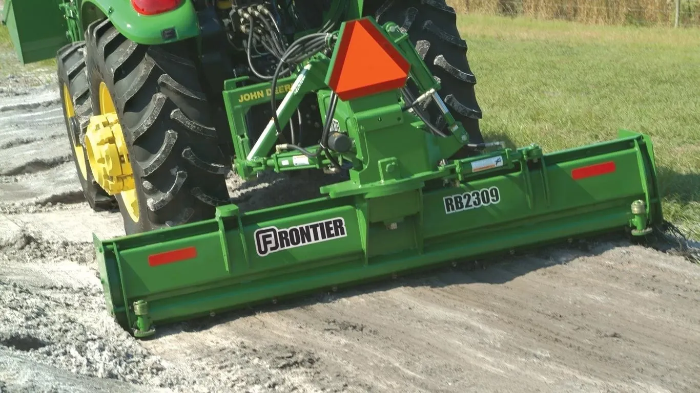 RB23 Rear Blade being pulled behind a tractor