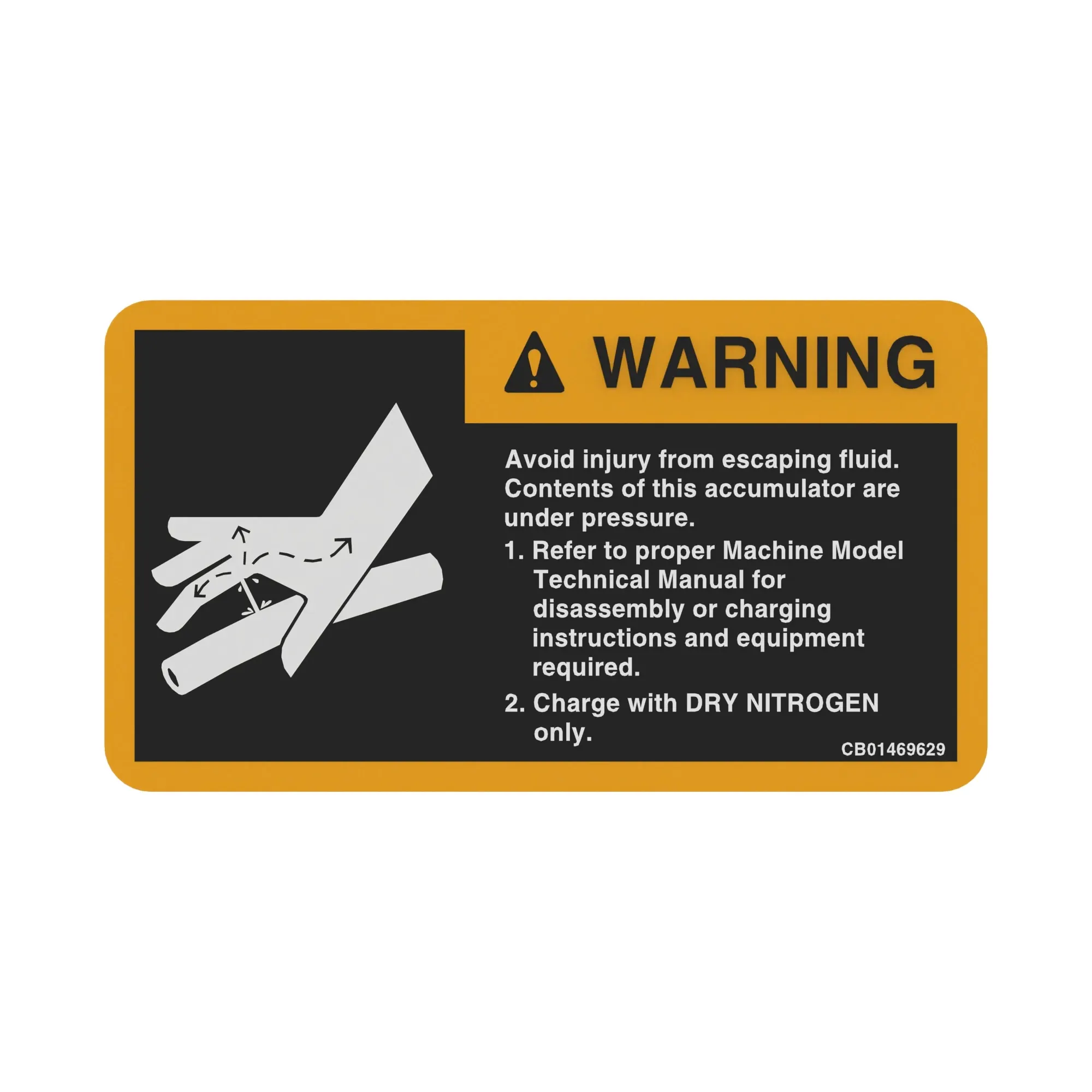 John Deere Accumulator Label, English - CB01469629