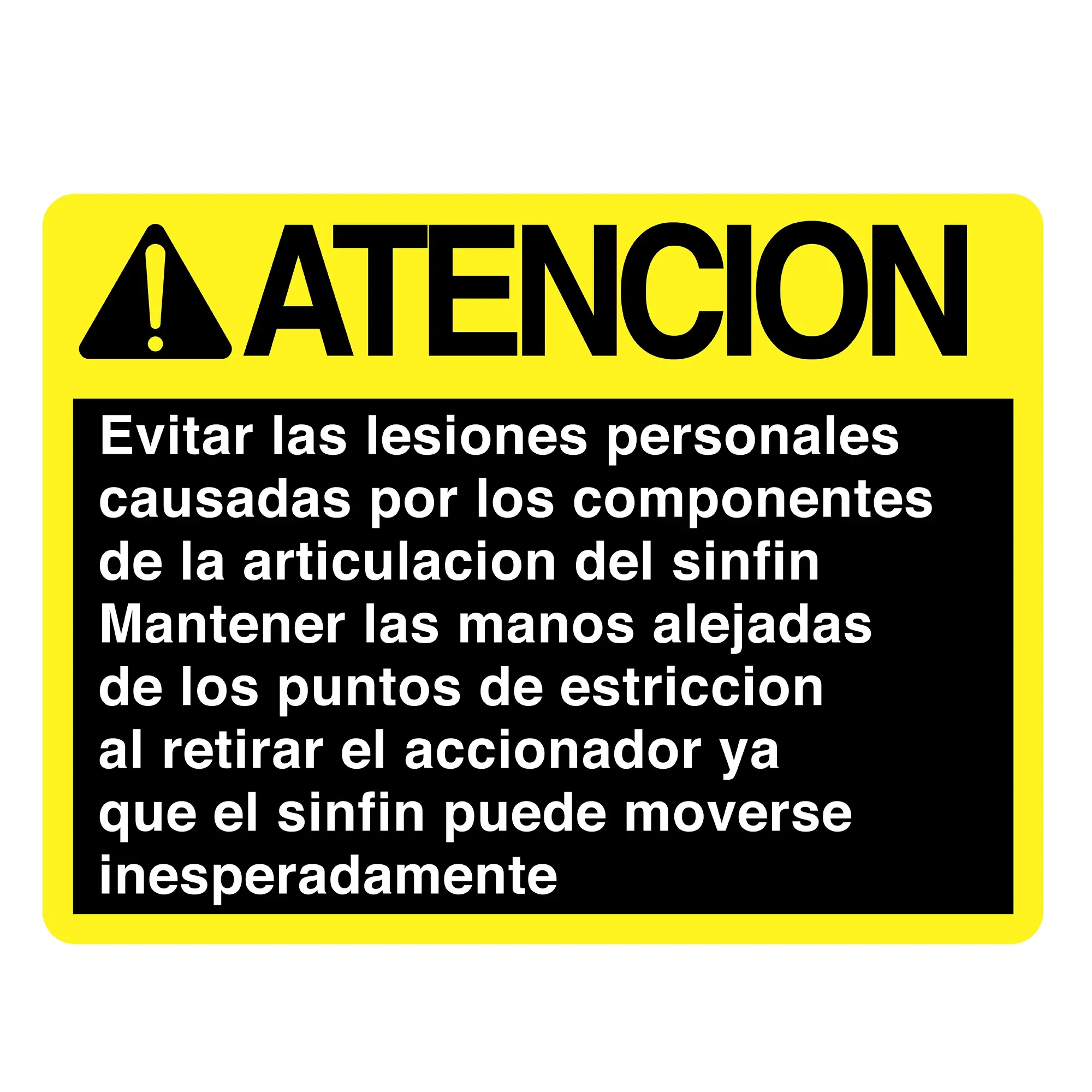 John Deere Folding Unloading Auger Caution Sign - H226092