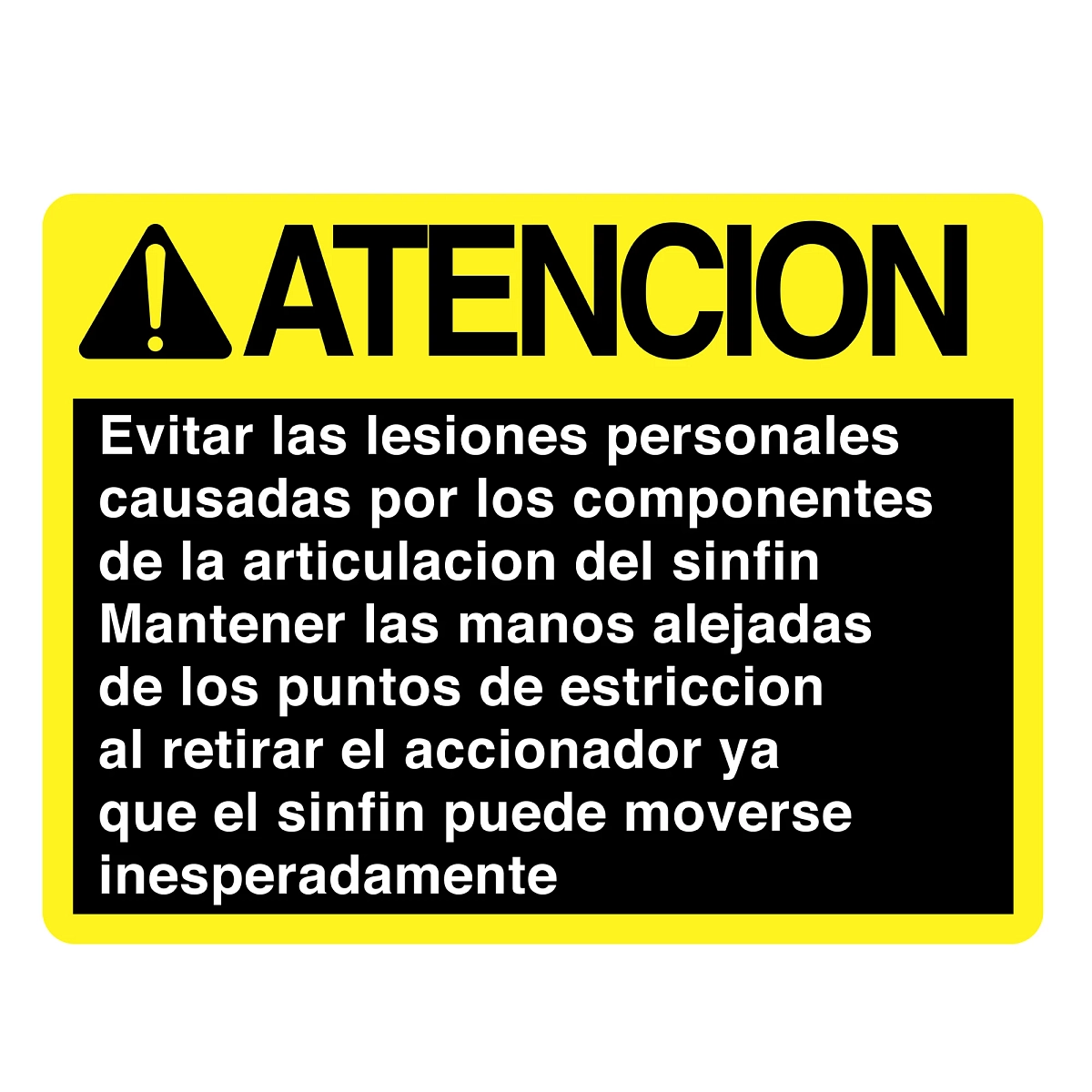 John Deere Folding Unloading Auger Caution Sign - H226092