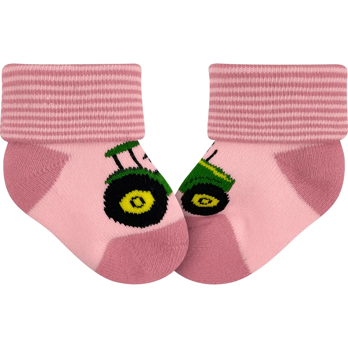 Infant Tractor Pink Cuffed Booties 