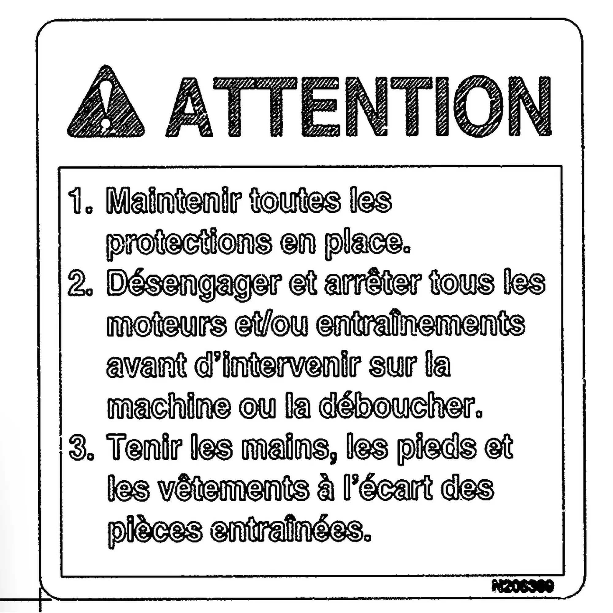 John Deere Label Caution Label, French - N208389