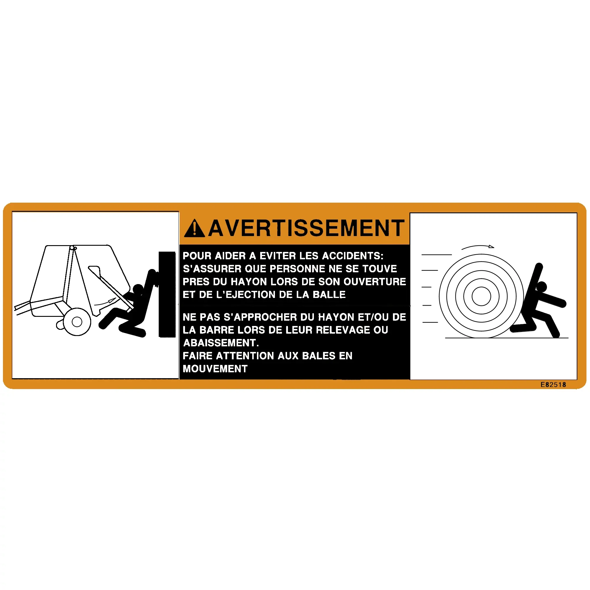 John Deere Gate and Push Bar Label, French - E82518
