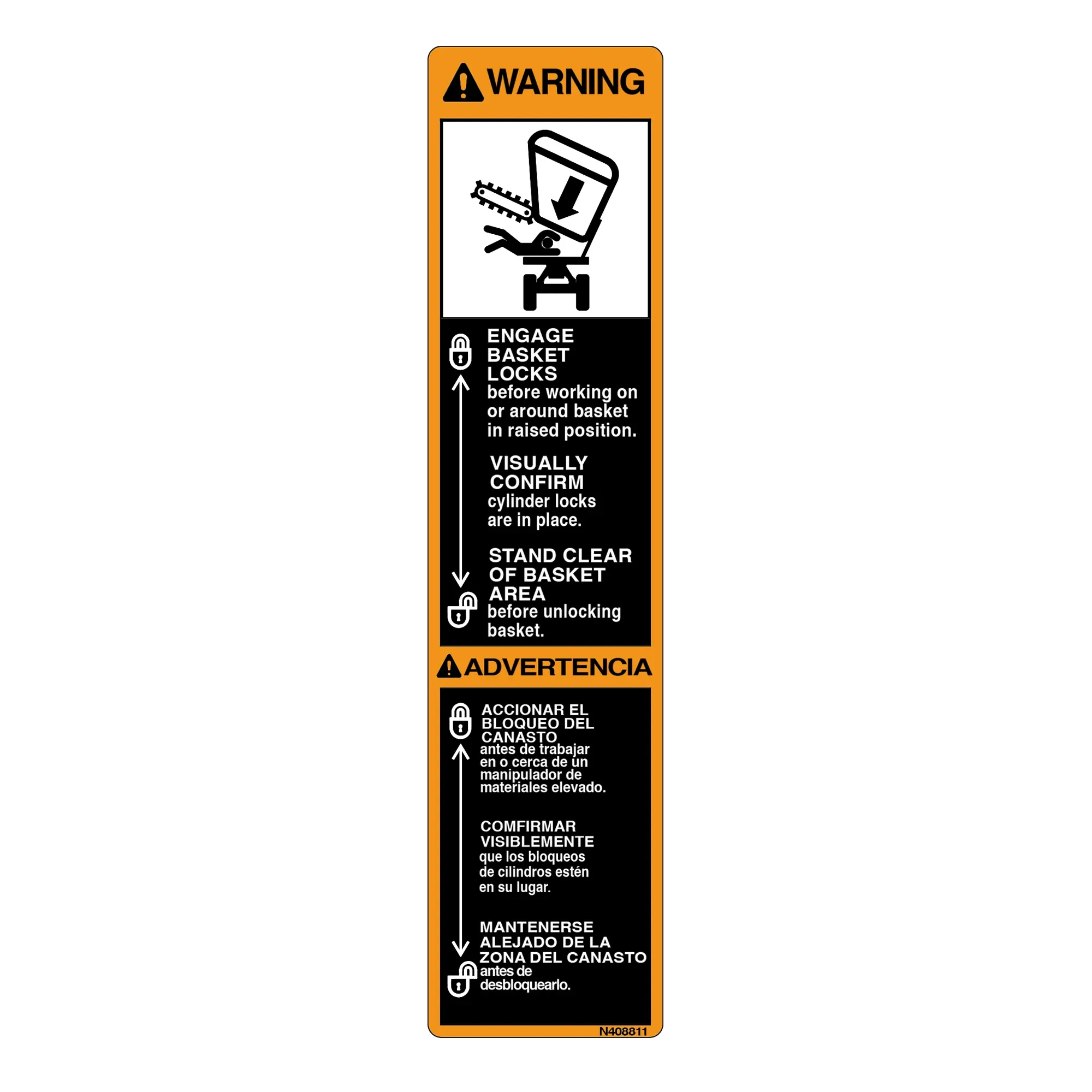 John Deere Engage Basket Warning Decal - N408811