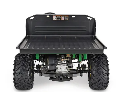 Rear view of cargo box on Gator Turf Utility Vehicle in studio