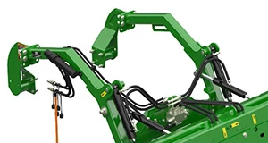 Close-up on a graphic of the arms and hydraulic hoses of an AF13E front snow blade