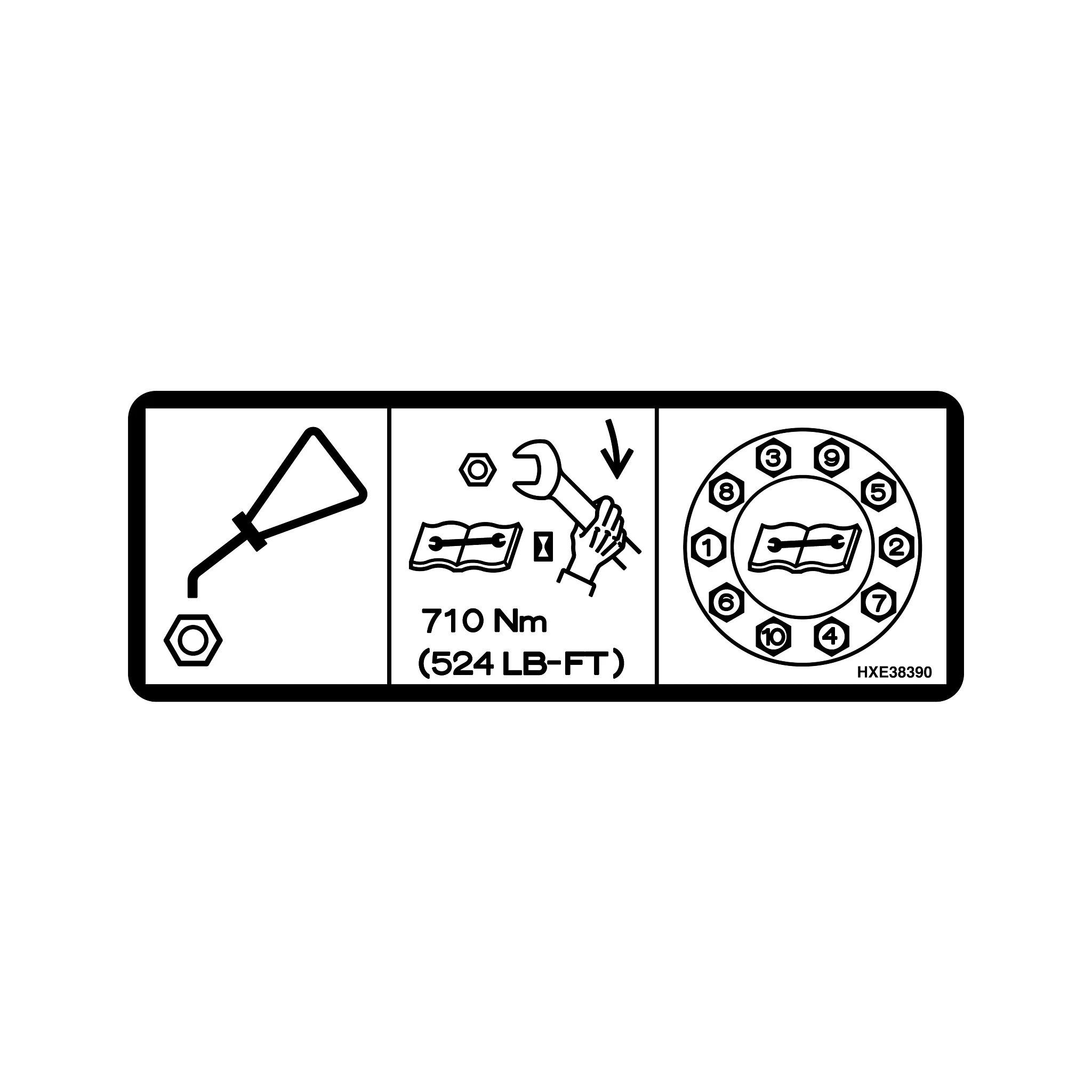 John Deere Wheel Bolt Torque Label - HXE38390