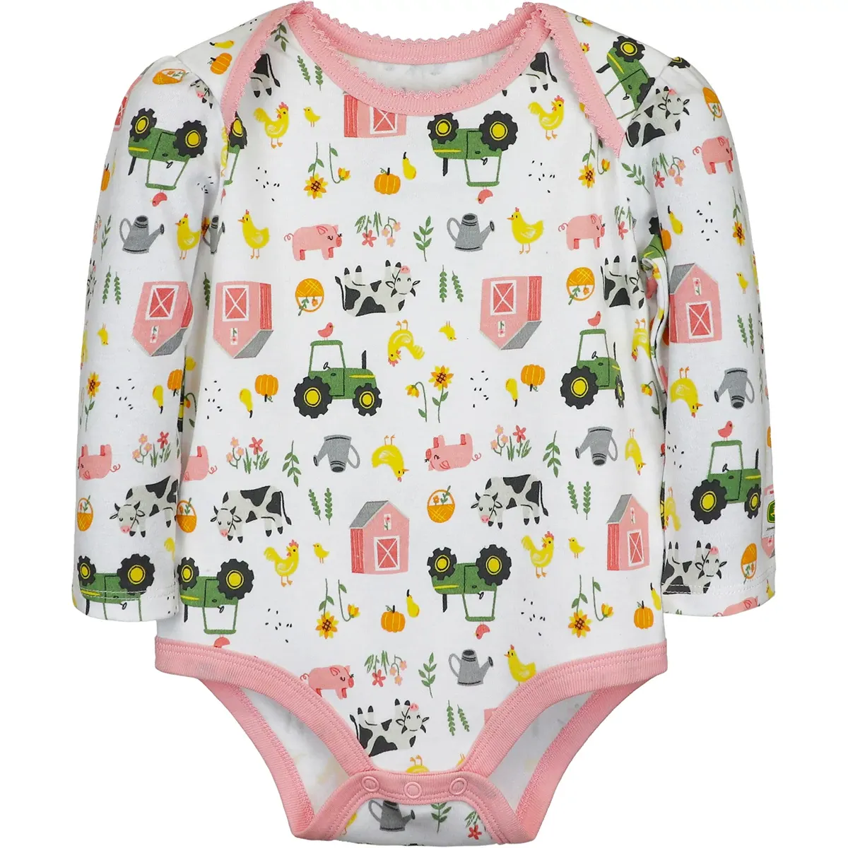 Infant Pink Barn and Farmland Long Sleeve Bodyshirt