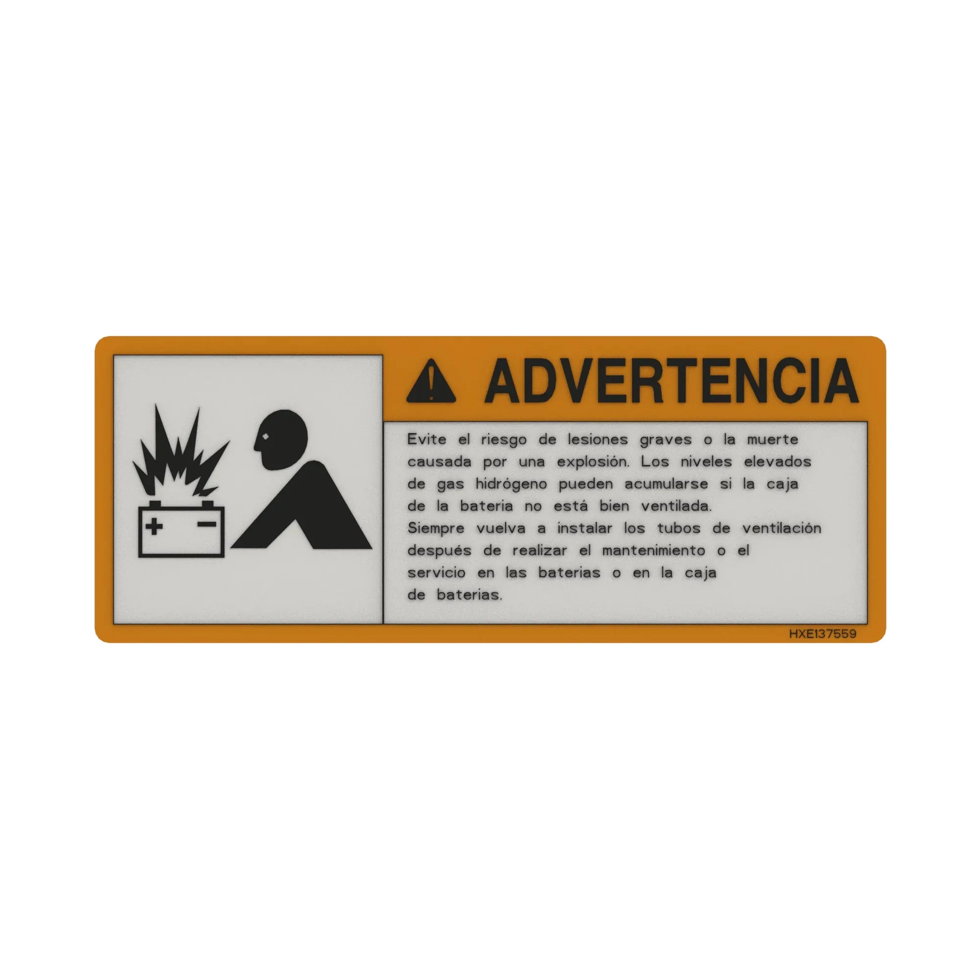 John Deere Label, Battery Box, Warning - HXE137559