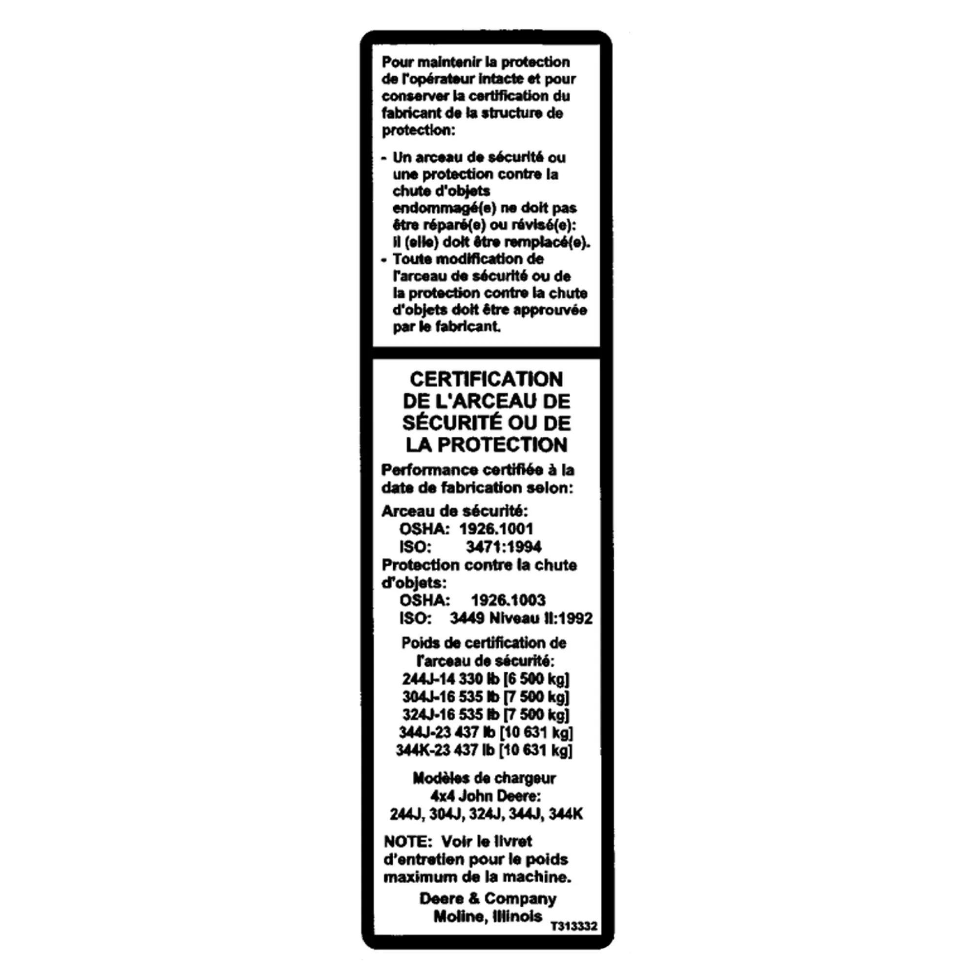 Label, ROPS Certification, French