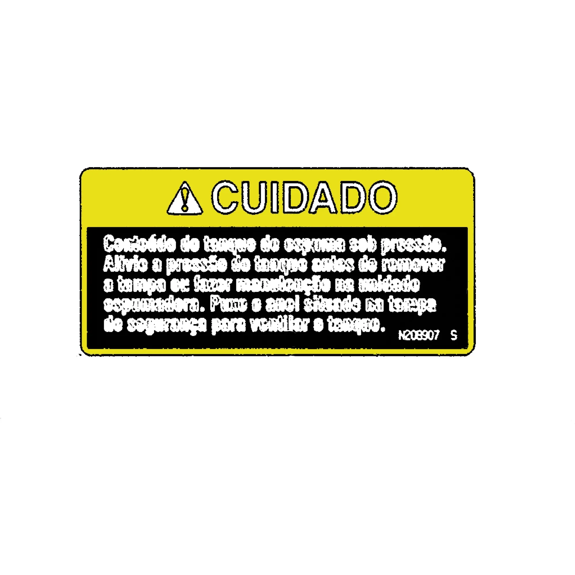 John Deere Caution Vent Press Label, Portuguese - N208907