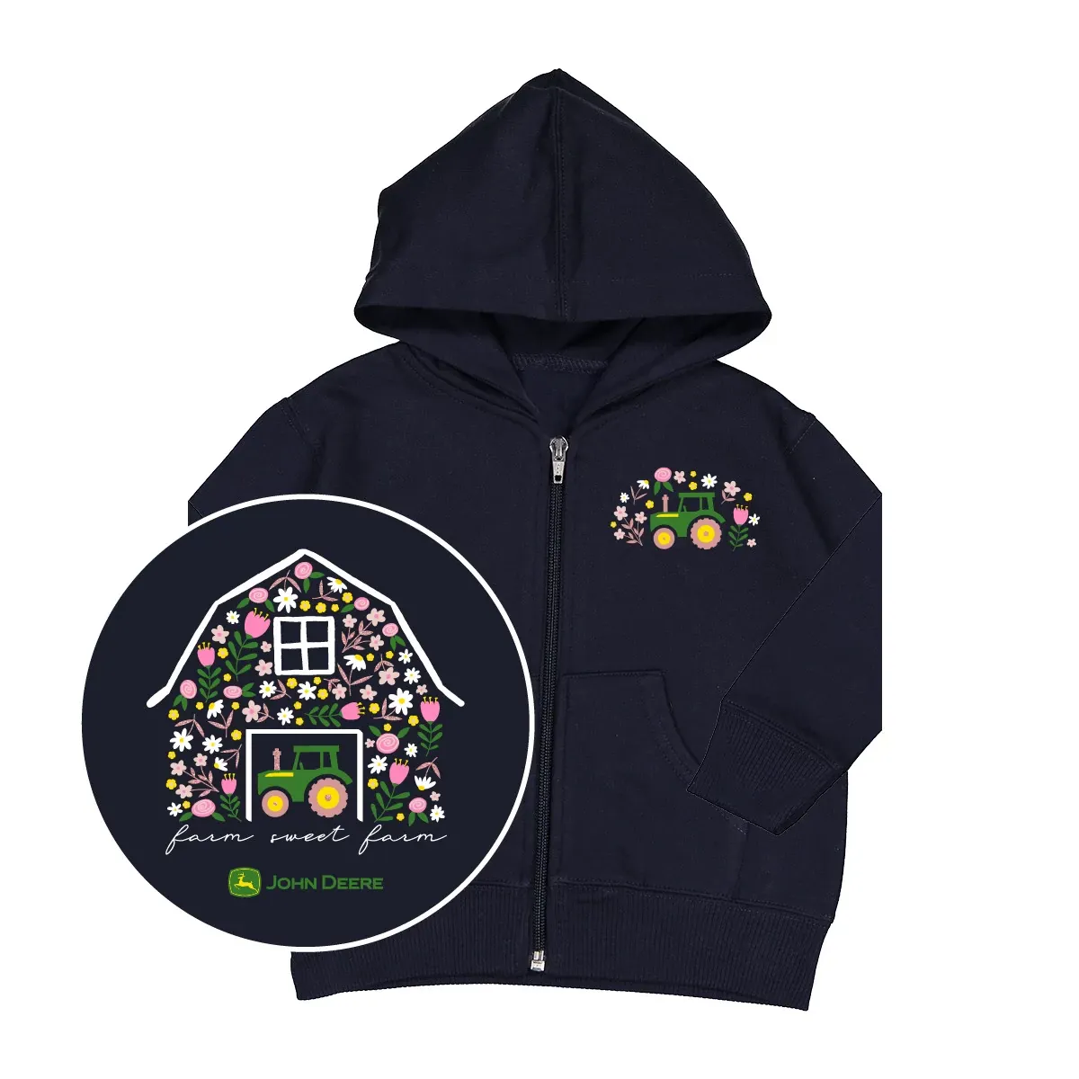 Toddler Flower Barn Full Zip Hoodie