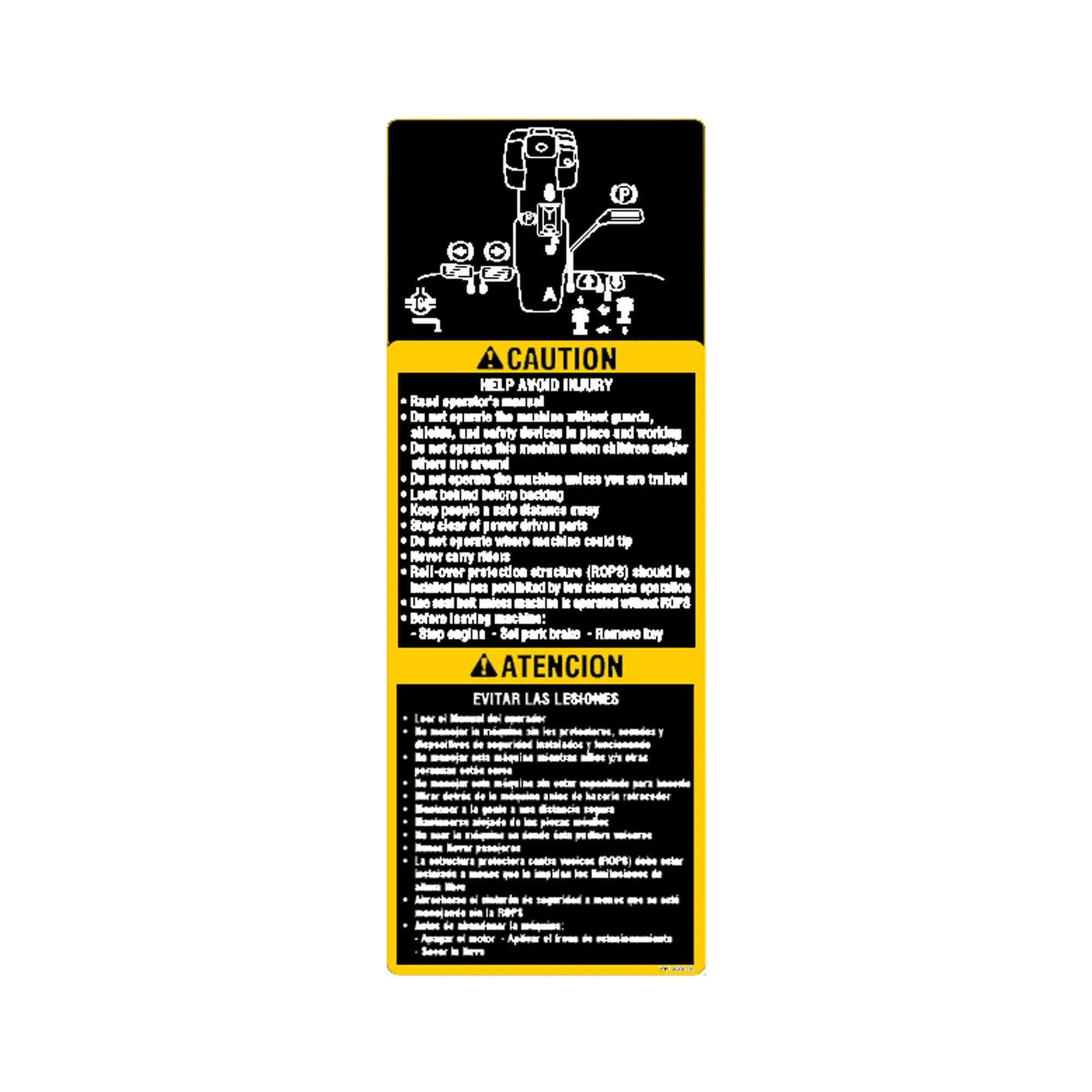 John Deere Tunnel Label, English/Spanish - TCU20349
