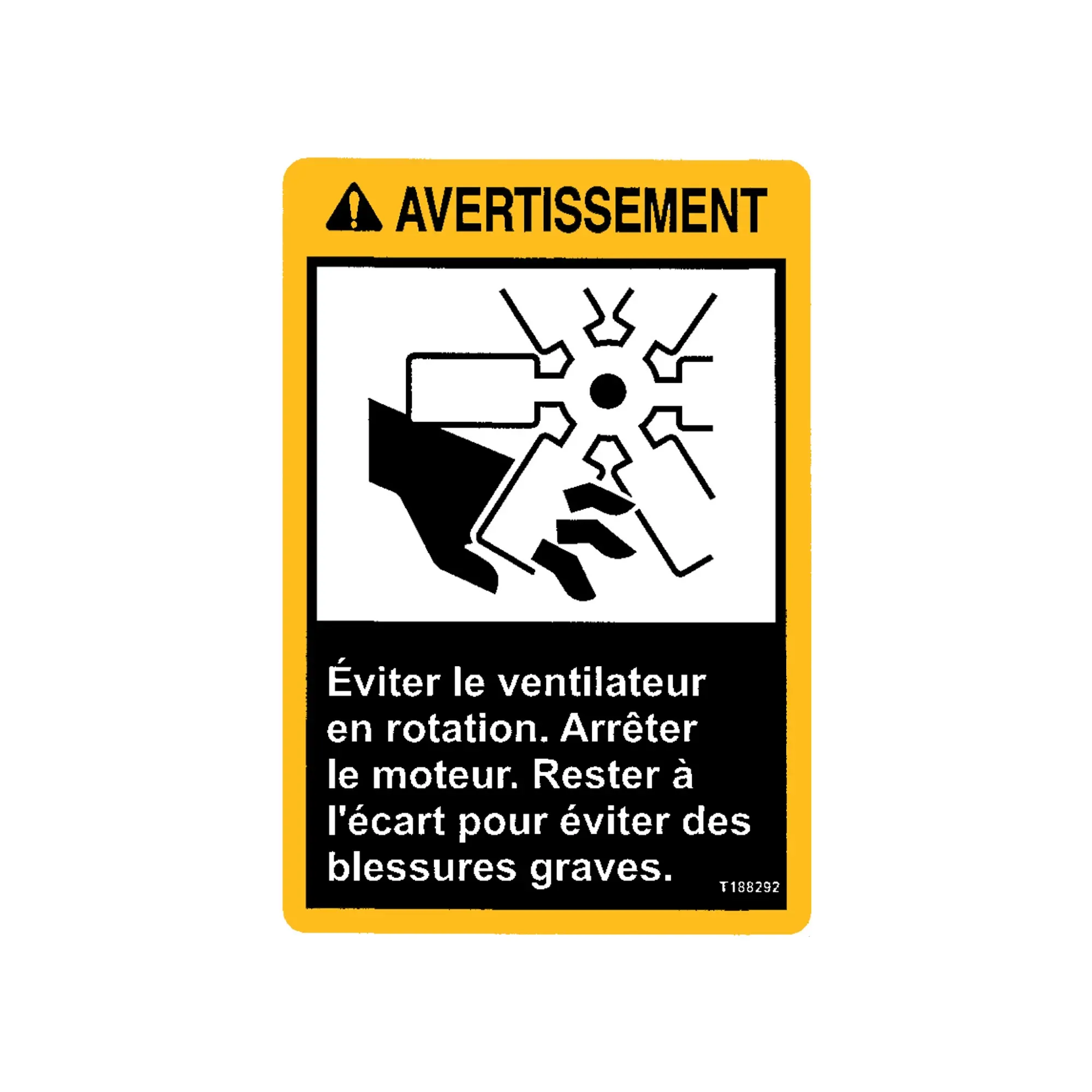 John Deere Fan Warning Label, French - T188292