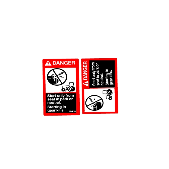 John Deere Safety Bypass Start Label, English - T146102