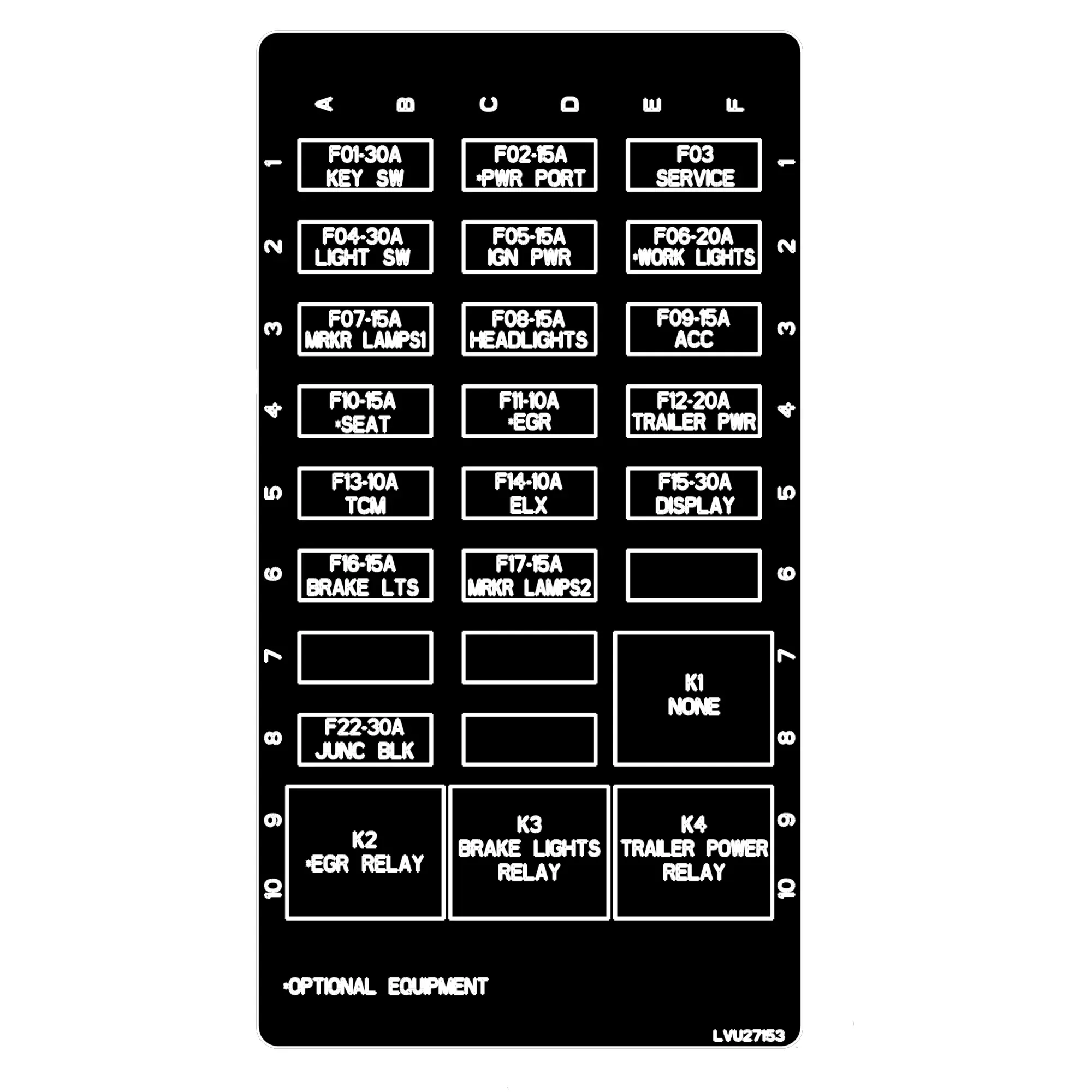 John Deere Load Center X40 Label - LVU27153
