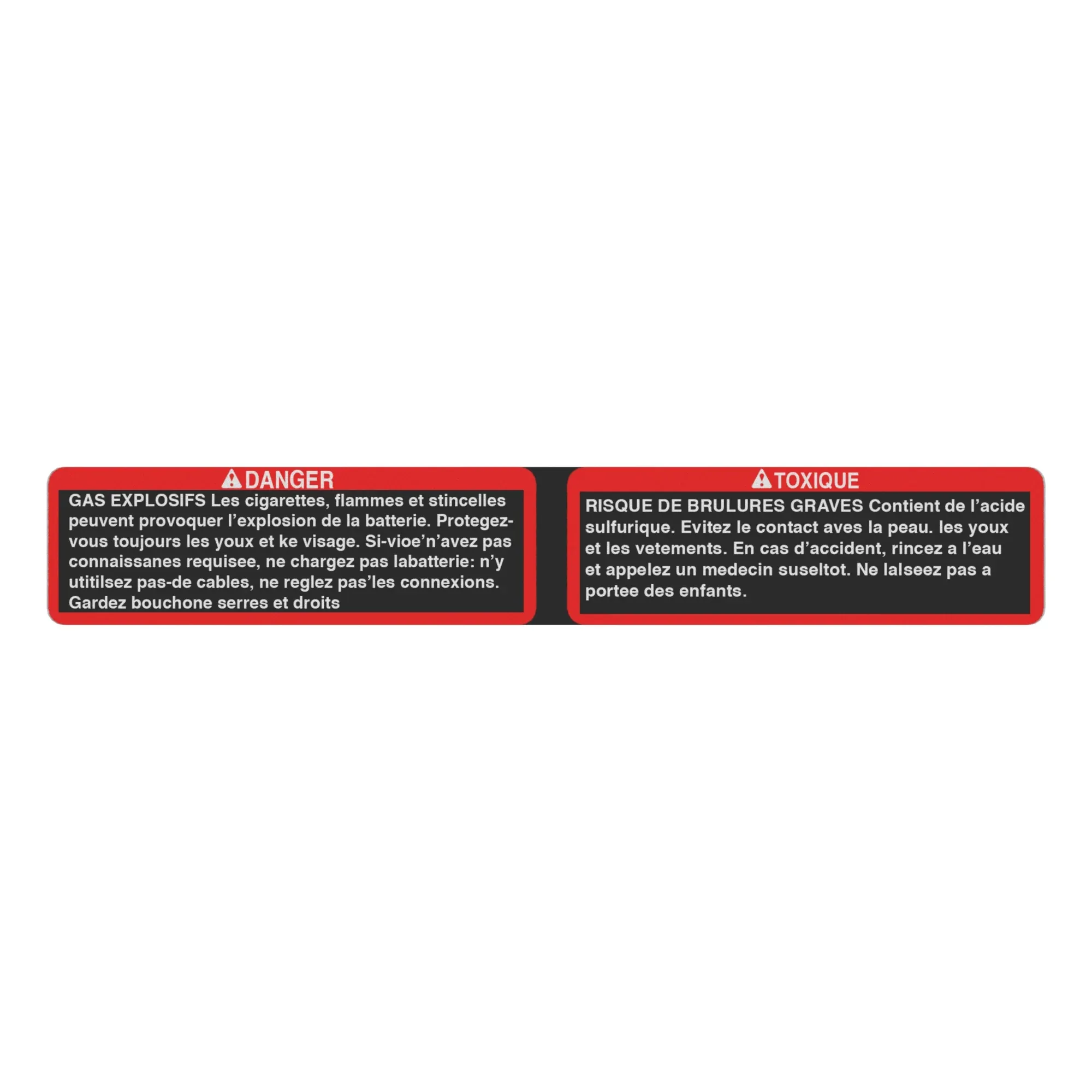 John Deere Battery Label, French - M136946