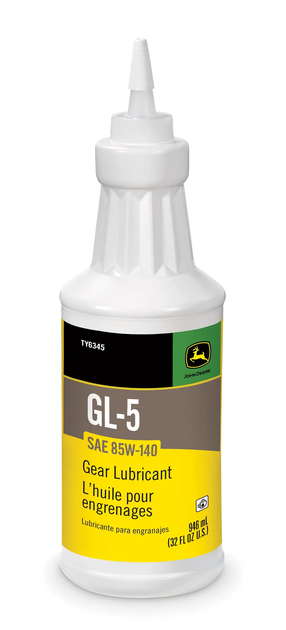 John Deere Gear Lubricant, SAE 85W-140, API GL-5, 946 ml (32 Fluid Oz) - TY6345