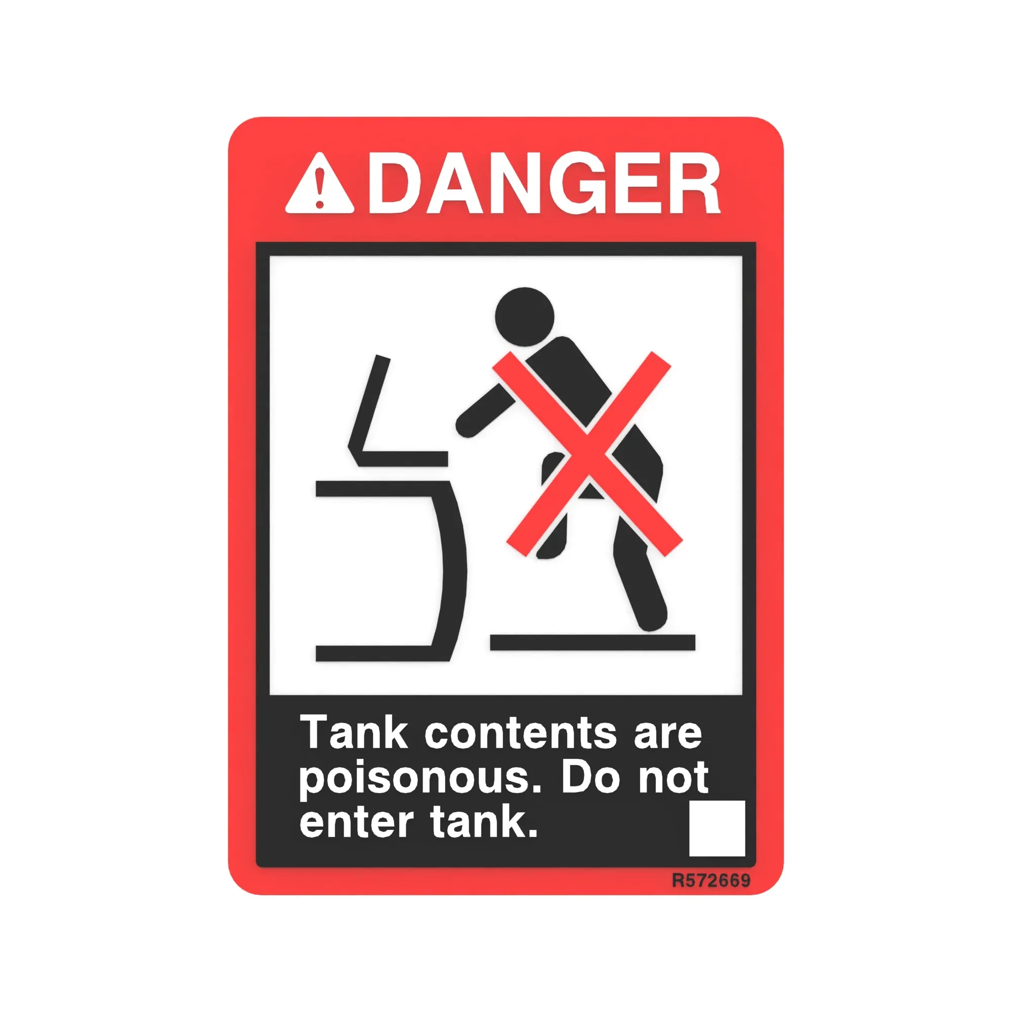 John Deere Danger Tank Lid Opening Label - R572669
