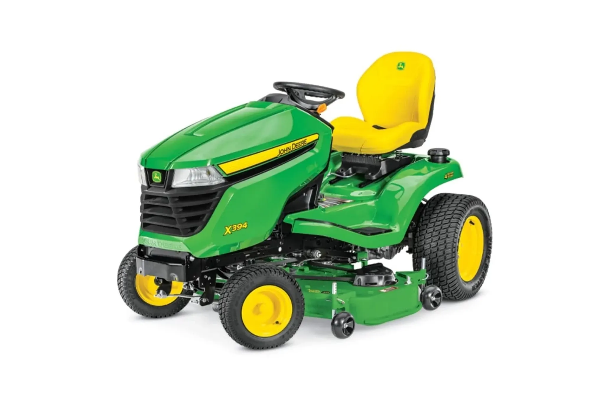 Studio front left view of a X394 Lawn Tractor with 48-inch Deck