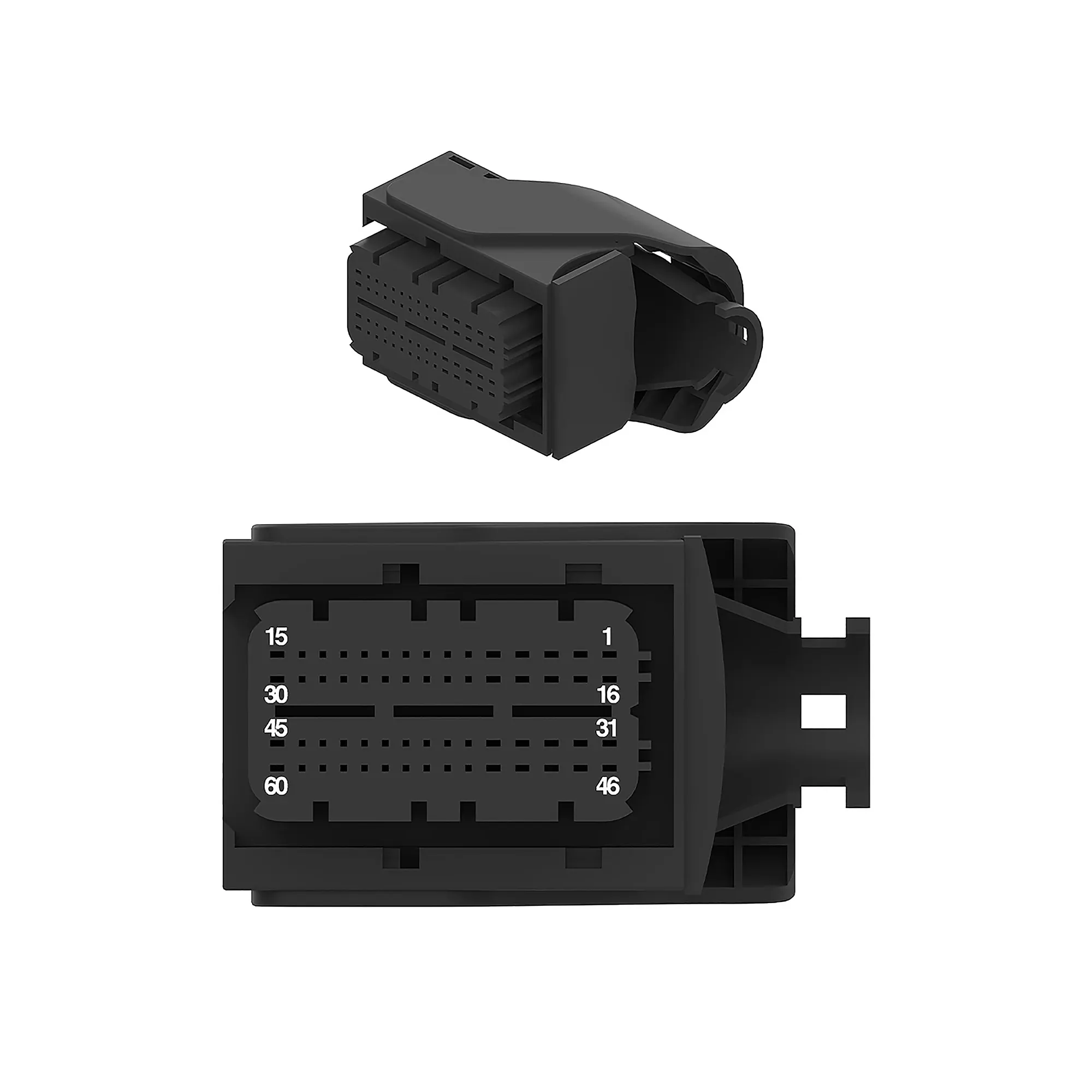 John Deere Black External Electrical Connector Housing, 60 Cavities - 57M11494