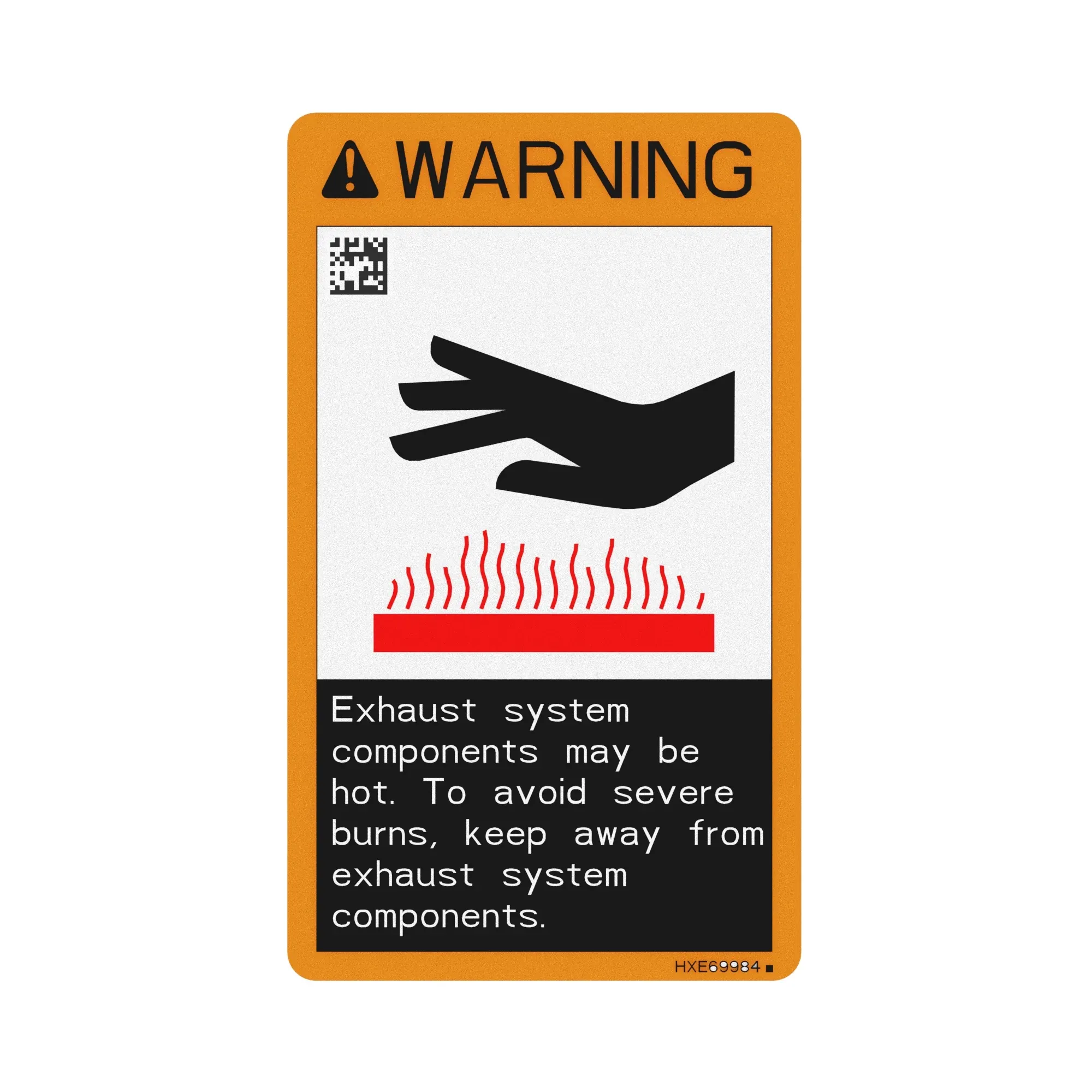 John Deere Safety Sign, Exhaust Heat Warning - HXE69984