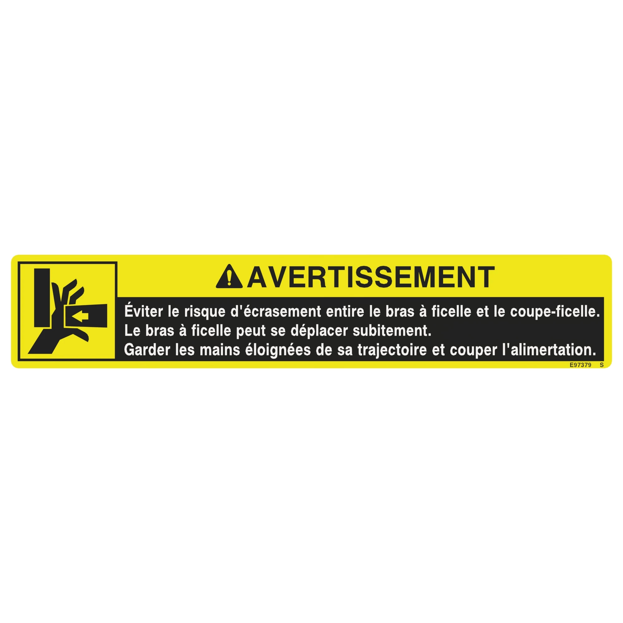 John Deere Safety Sign, Twin Arm Movement - E97379