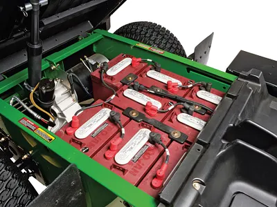 Close-up of battery on TE 4X2 Gator Turf Utility Vehicle