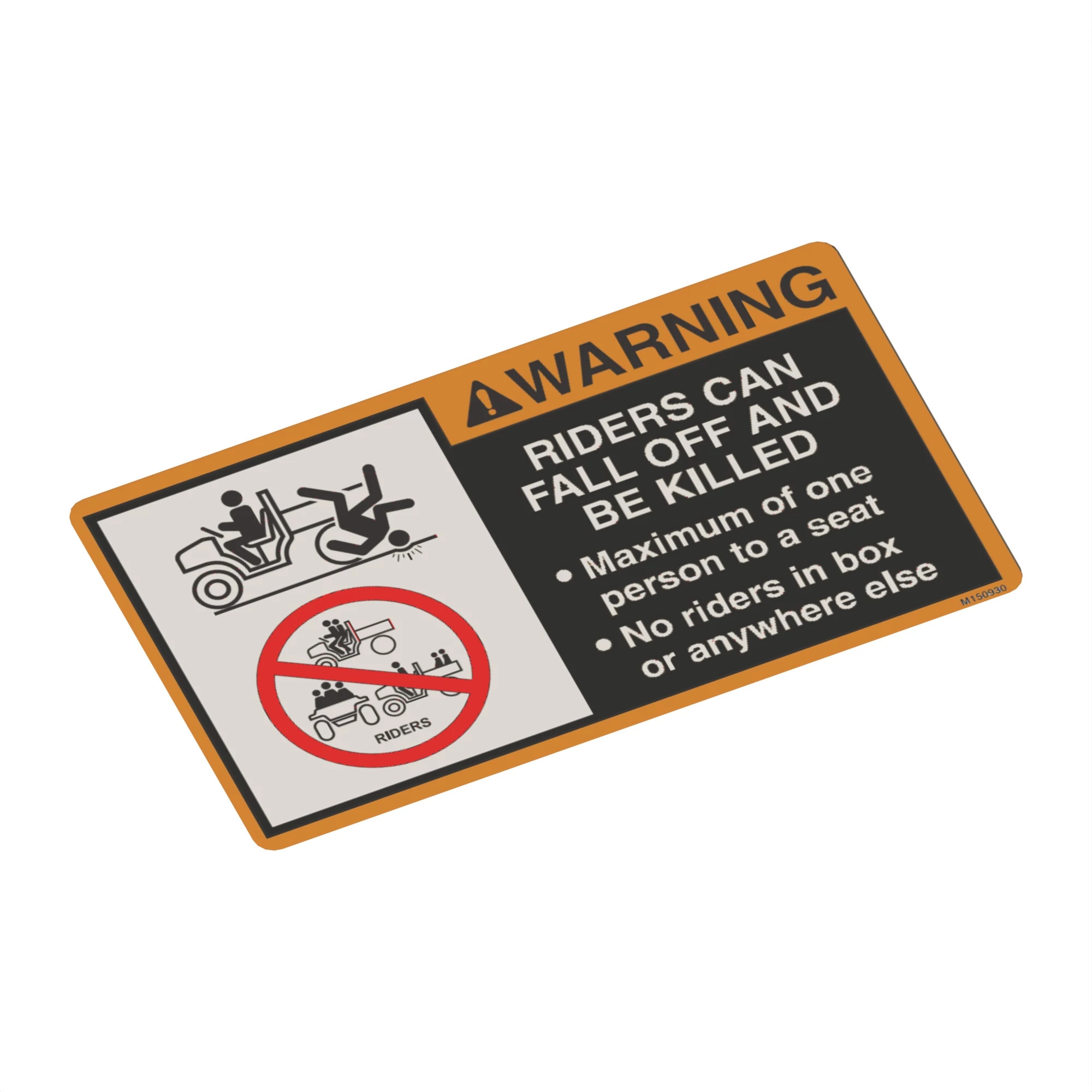 John Deere No Rider Warning Label - M150930