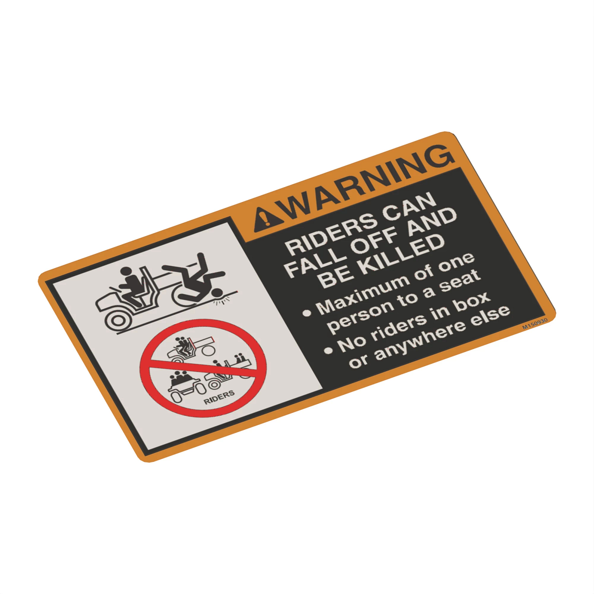 M150930: No Rider Warning Label | Shop.Deere.com