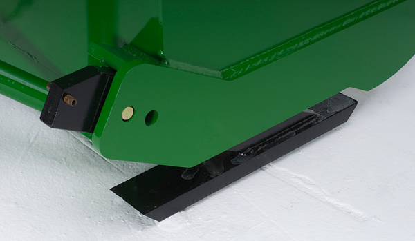 Close-up studio view of skid shoe on the underside of the SB13 Snowblower