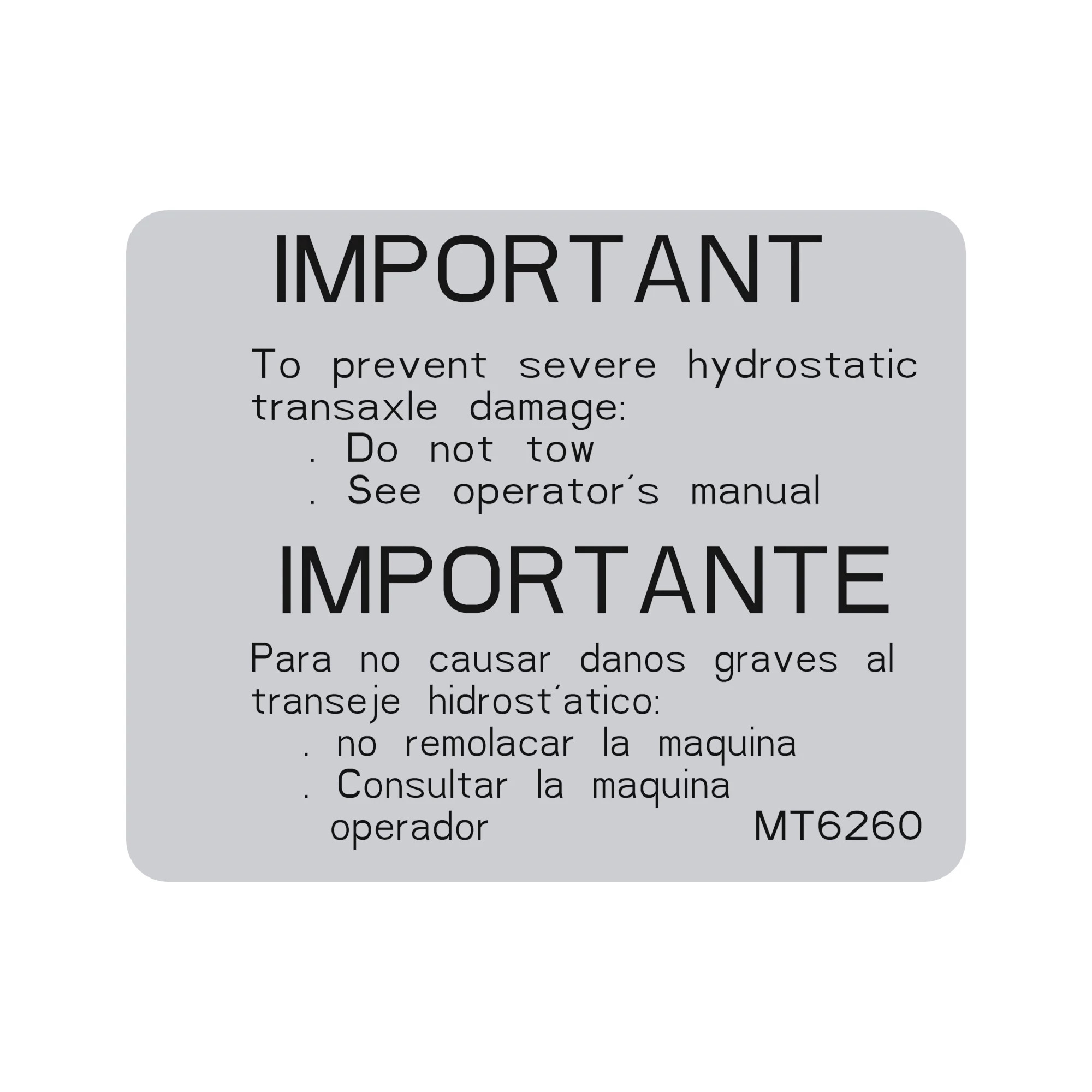 LABEL, DO NOT TOW (ENG/SP)