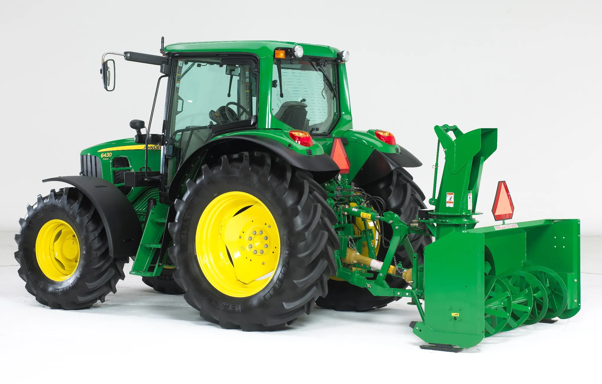 Side left studio view of 6430 Tractor with a SB1388 Snowblower