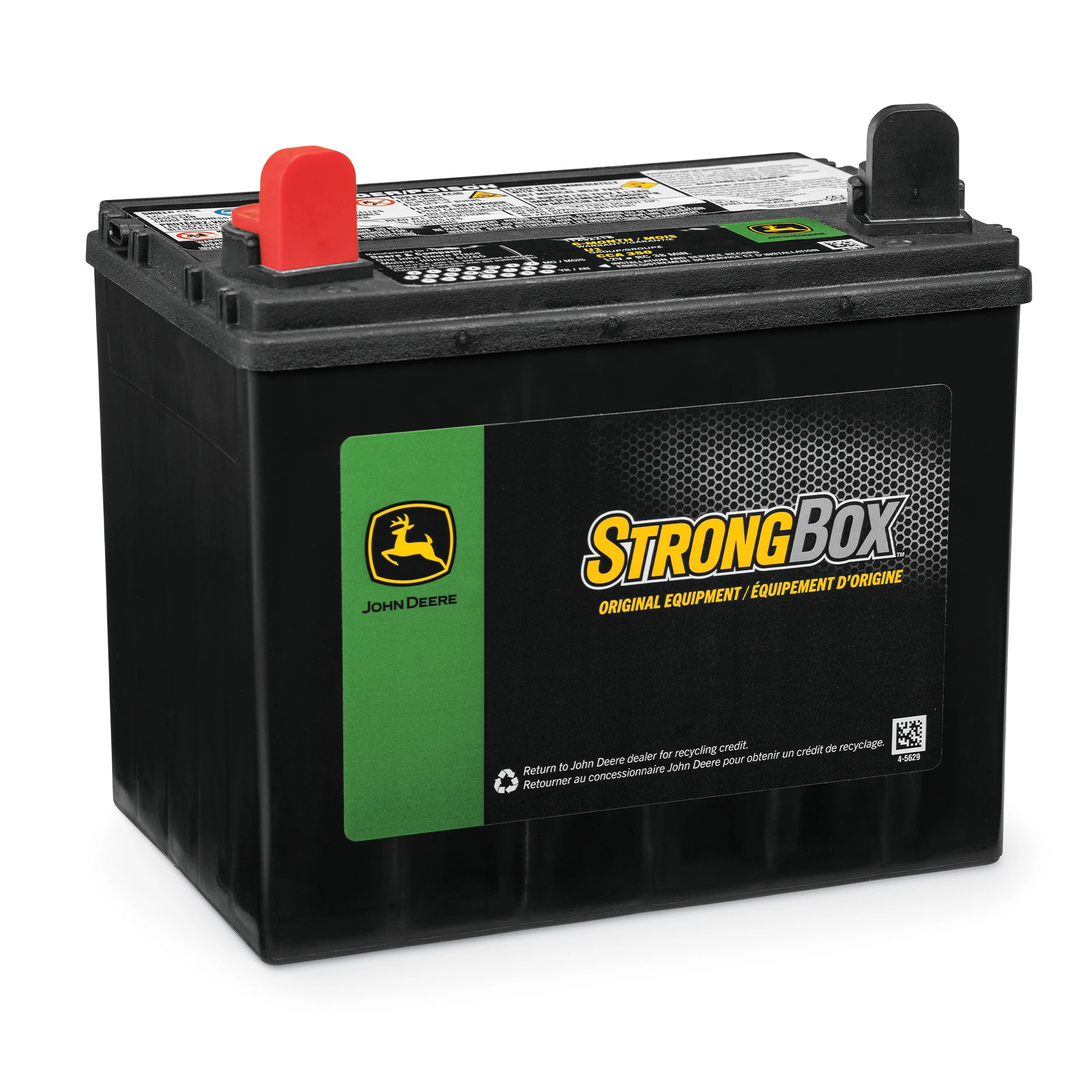 John Deere 12 Volt Battery, Wet Charged, 30 Ah, 350 CCA, U1 BCI - TY25221B