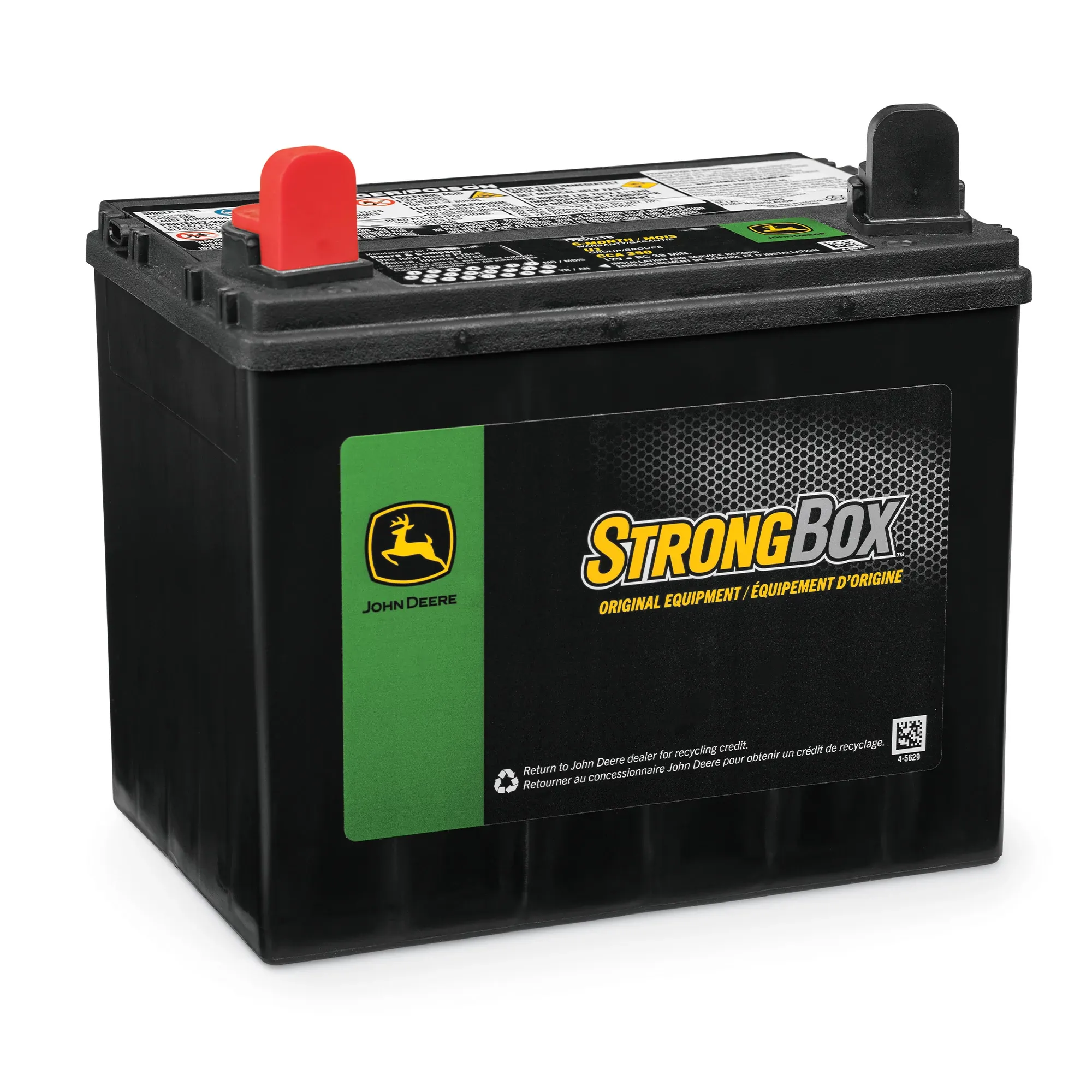 John Deere 12 Volt Battery, Wet Charged, 30 Ah, 350 CCA, U1 BCI - TY25221B