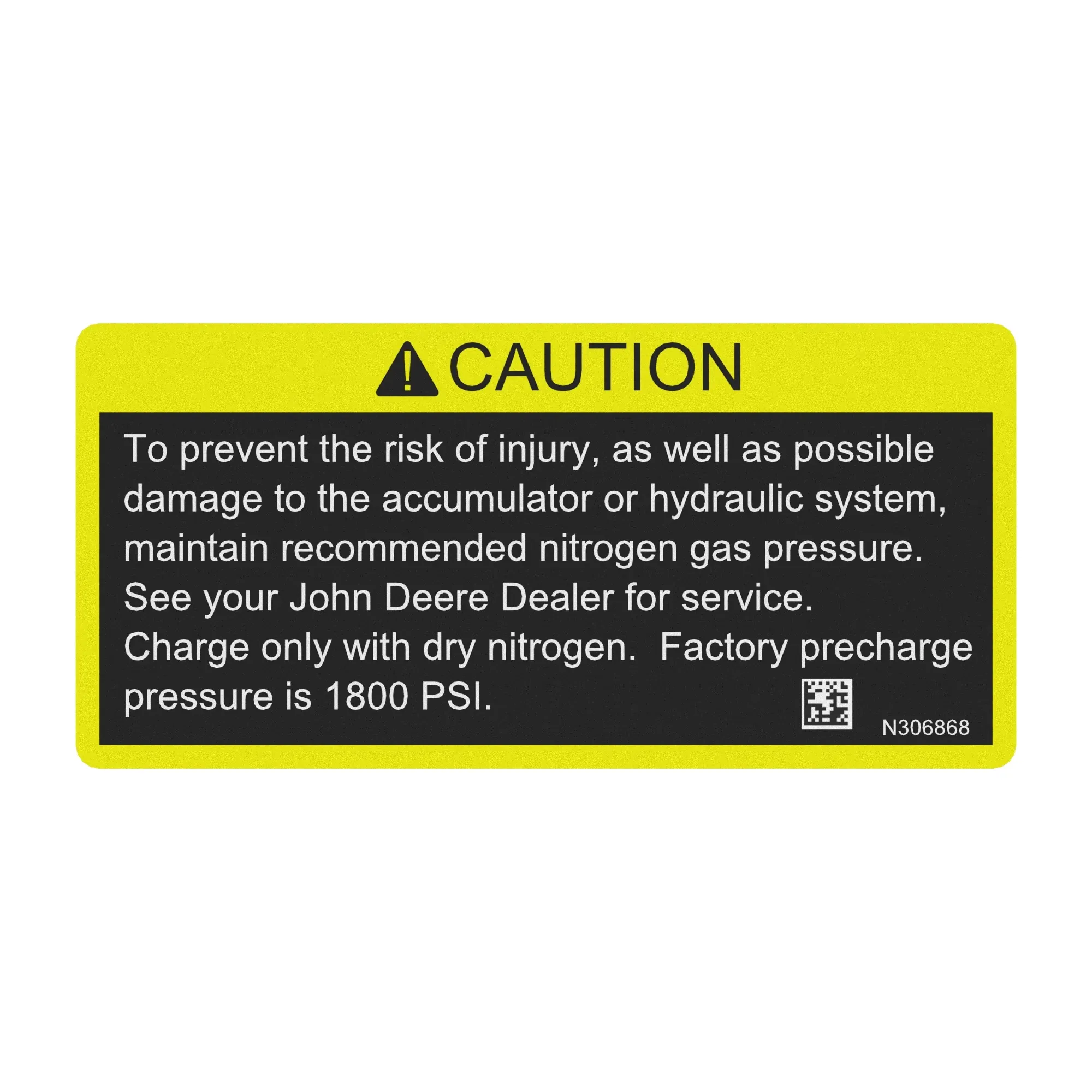 John Deere Safety Sign, Full Boom Breakaway Caution - N306868