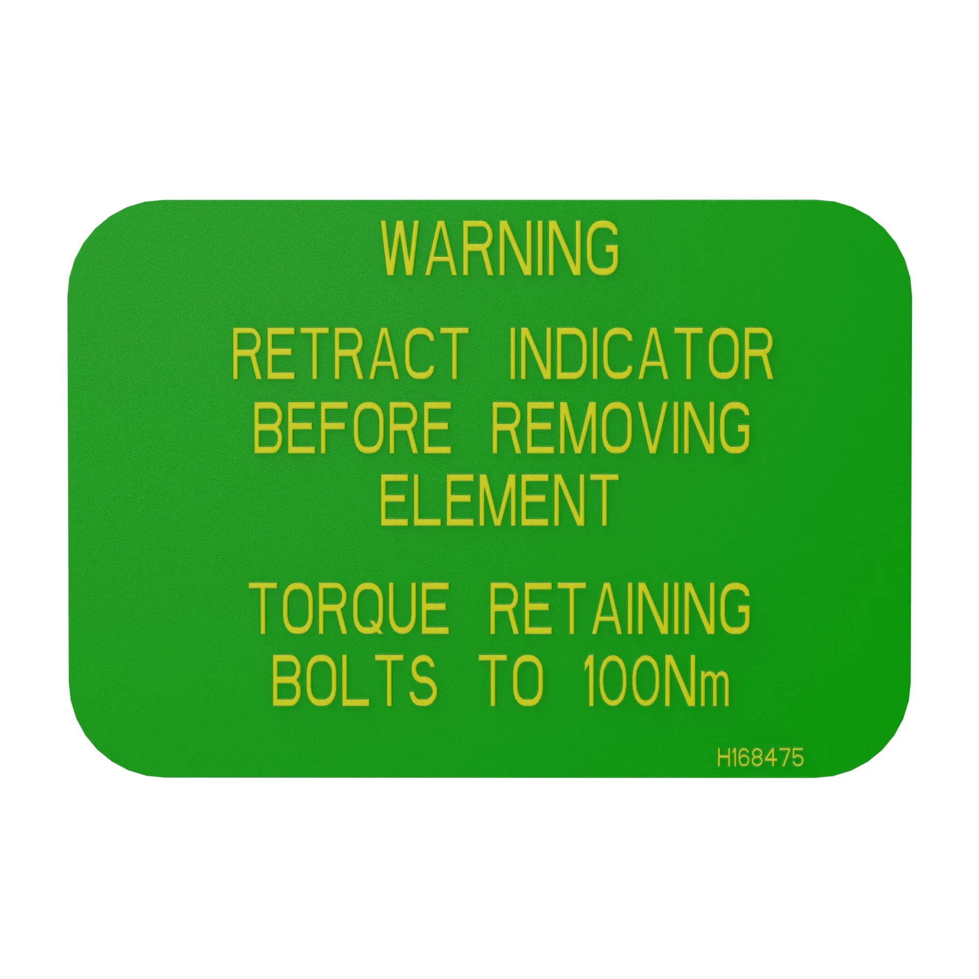 John Deere Instruction Plate - H168475
