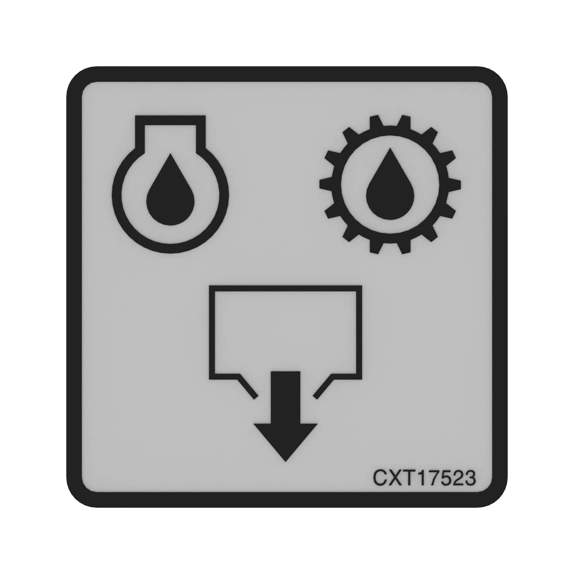 John Deere Pump Drive-Engine Oil Drain Label - CXT17523