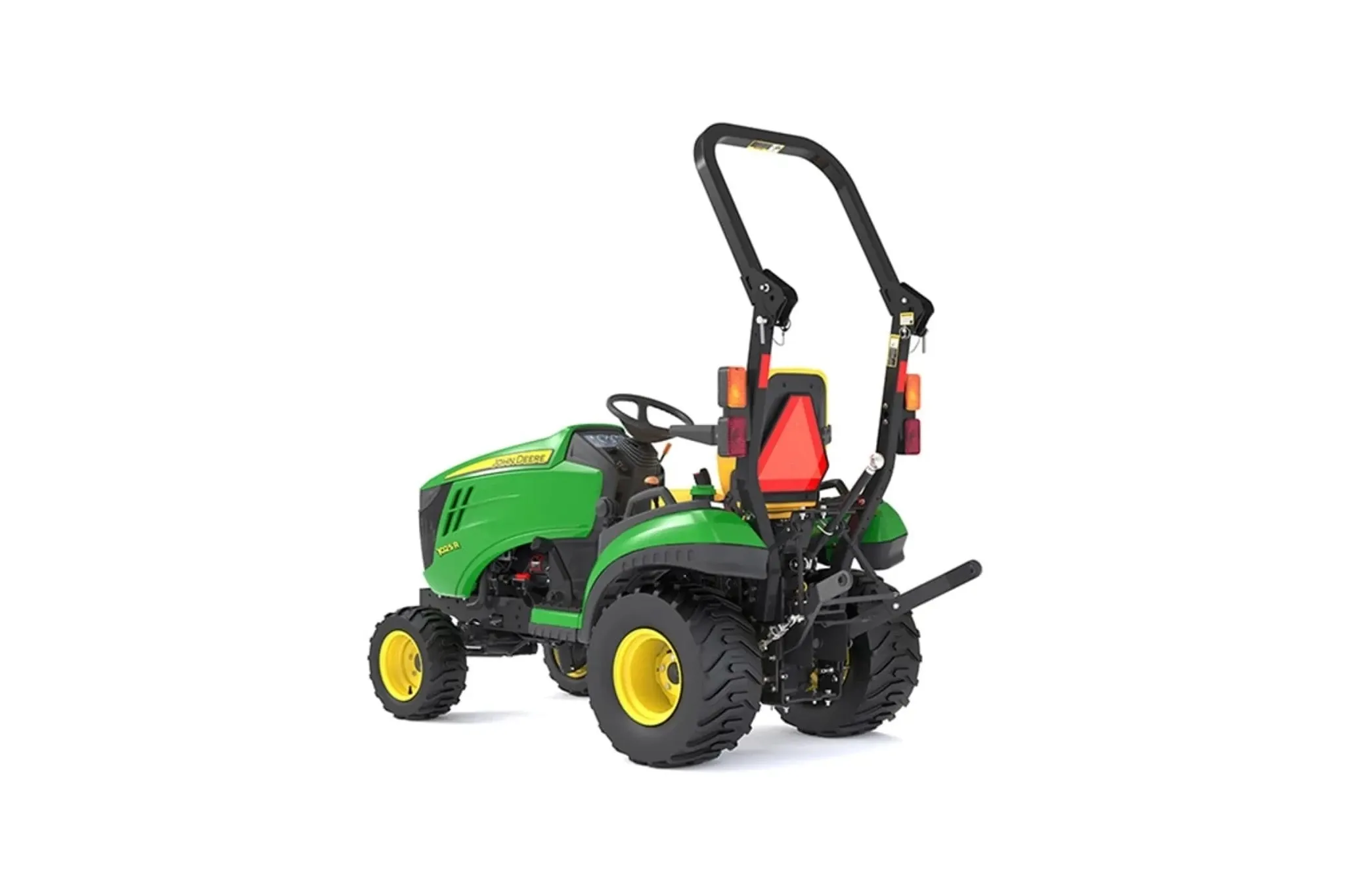 Studio image with a rear left view of 1025R Tractor Sub-Compact Tractors